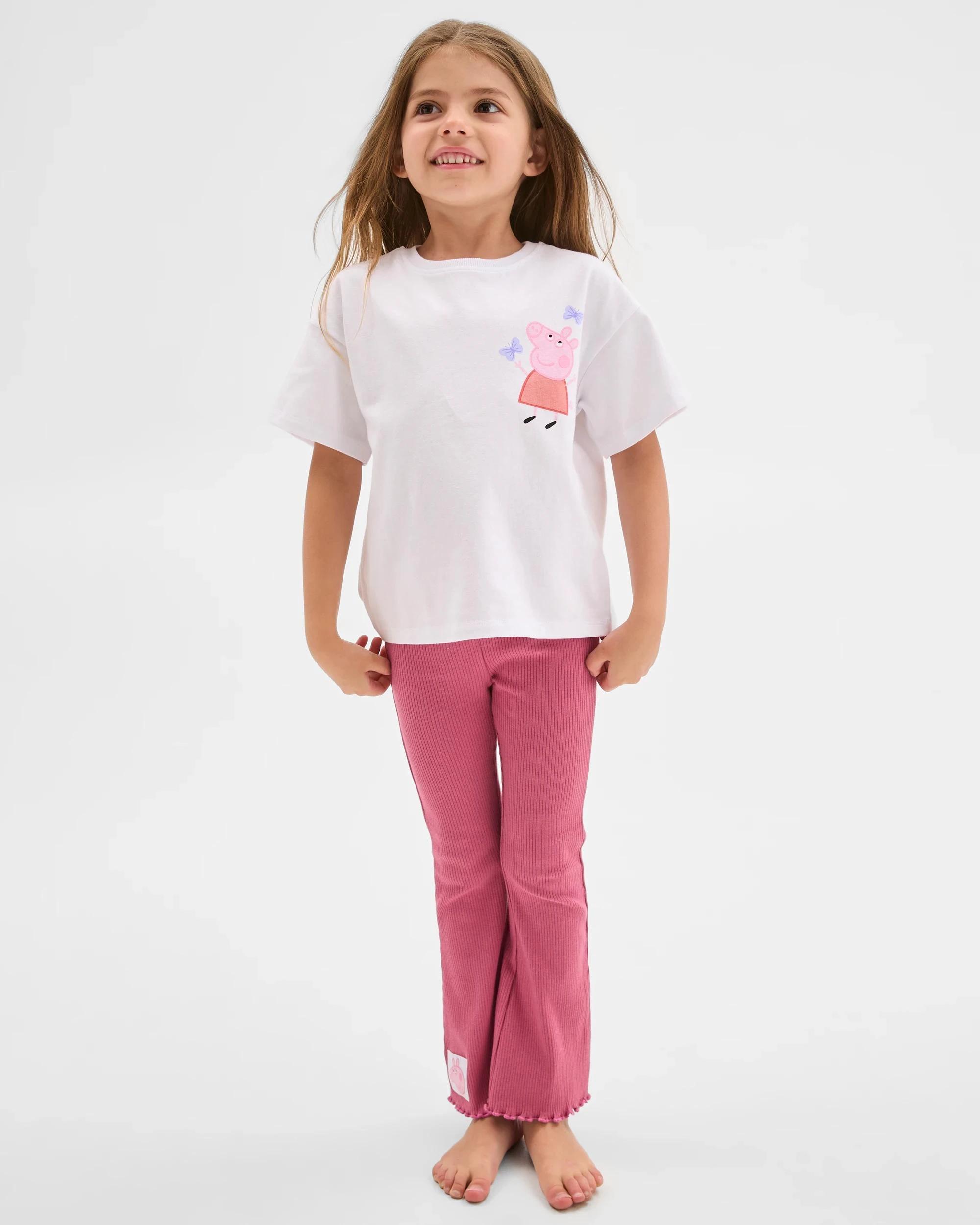 1 Peppa Pig Australian Cotton Top and Flare Pants Set , 1 of 7