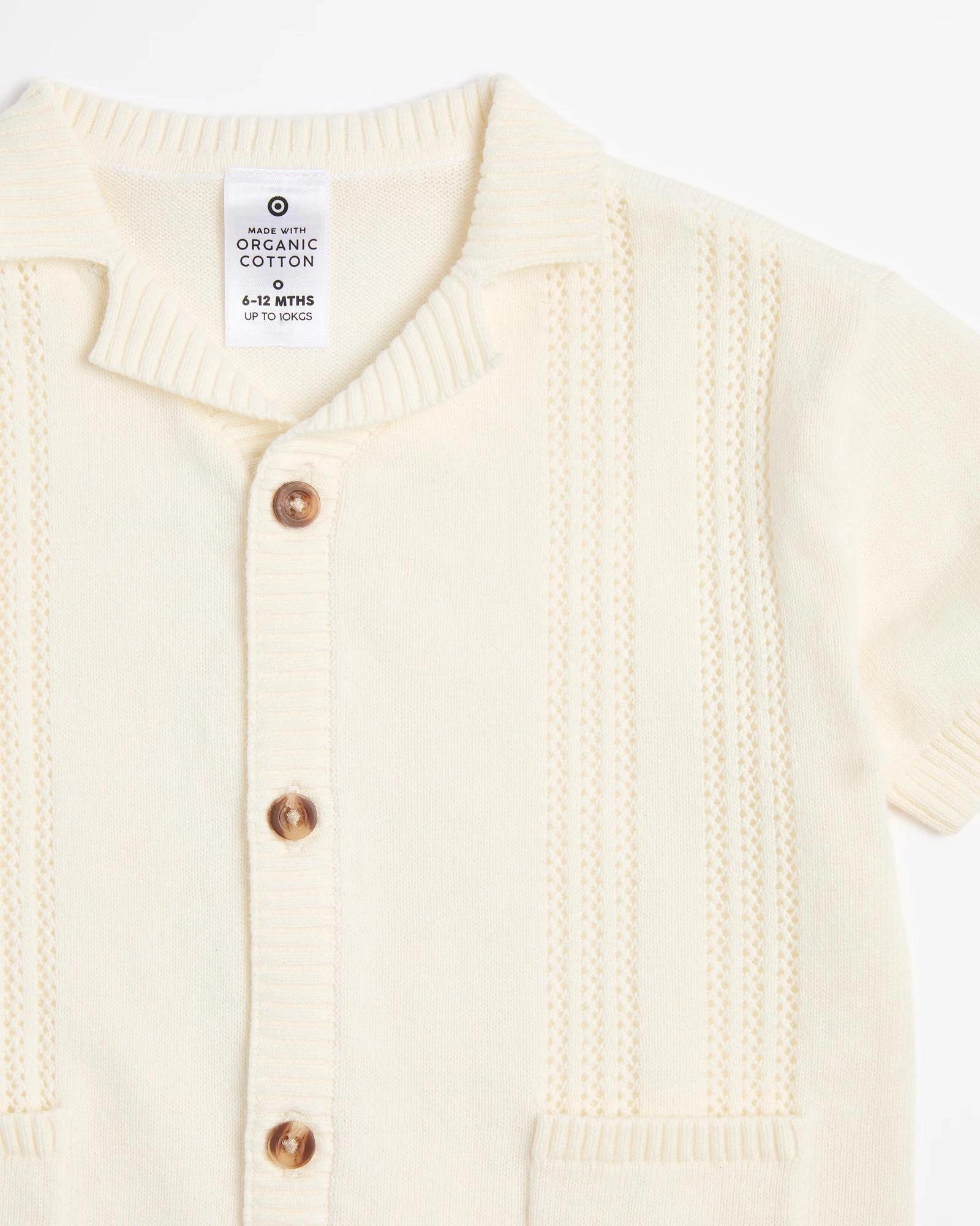 2 Target Baby Organic Cotton Pointelle Knit Shirt CREAM, 2 of 3