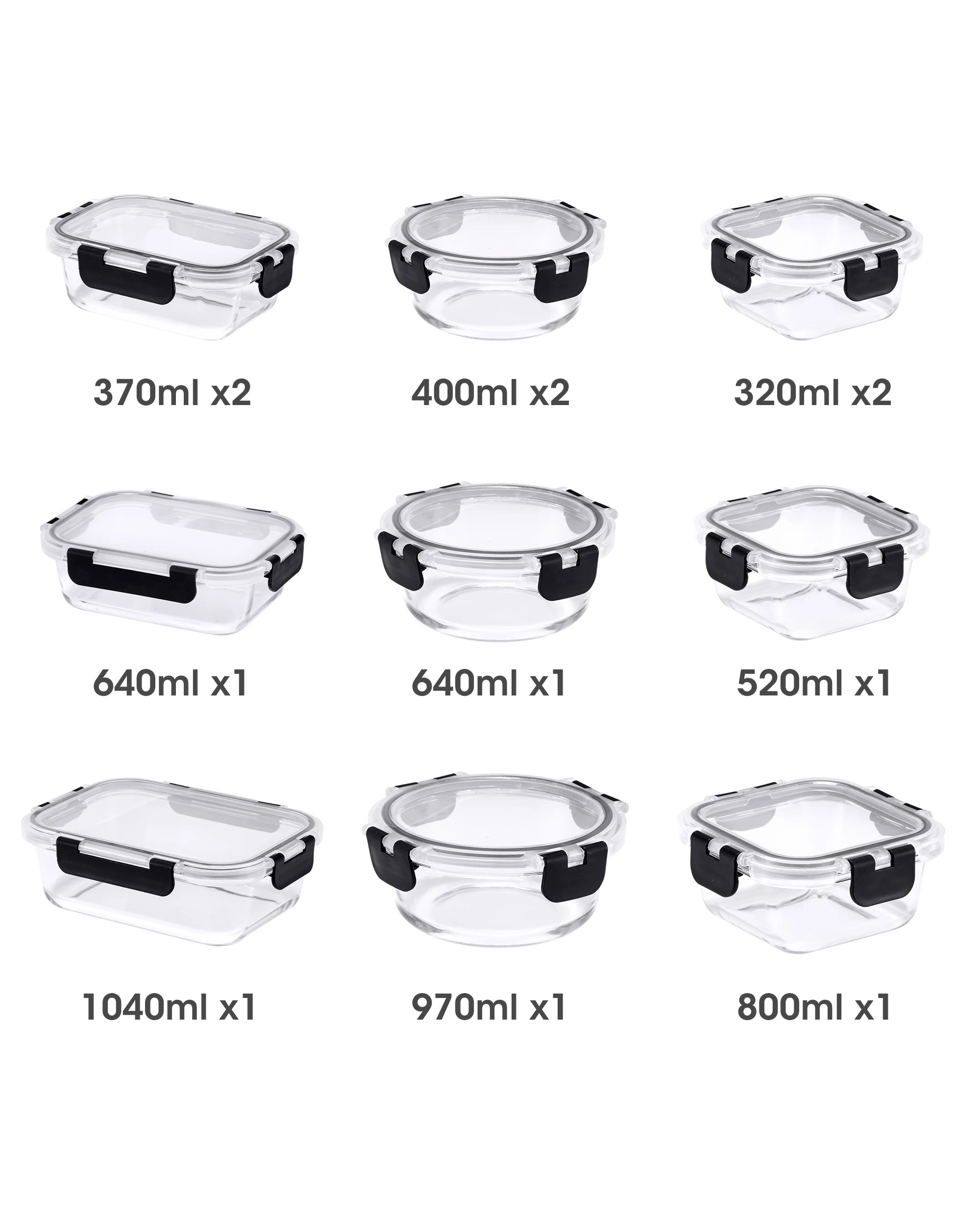 8 ZUNI Glass Food Container with Lid 12 Packs Airtight Meal Pre Storage, 8 of 8