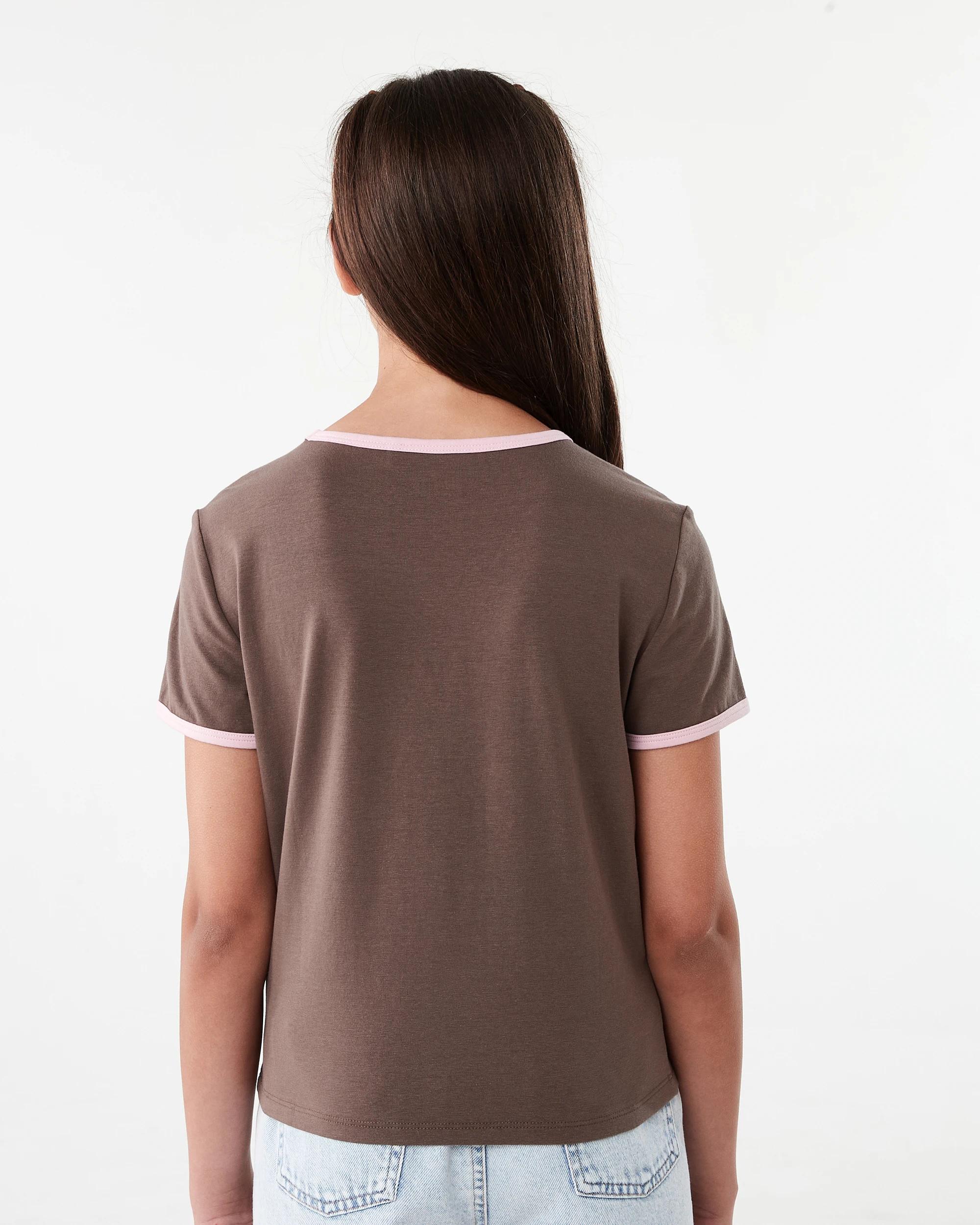 2 Short Sleeve Ringer T-shirt Brn Ny, 2 of 7