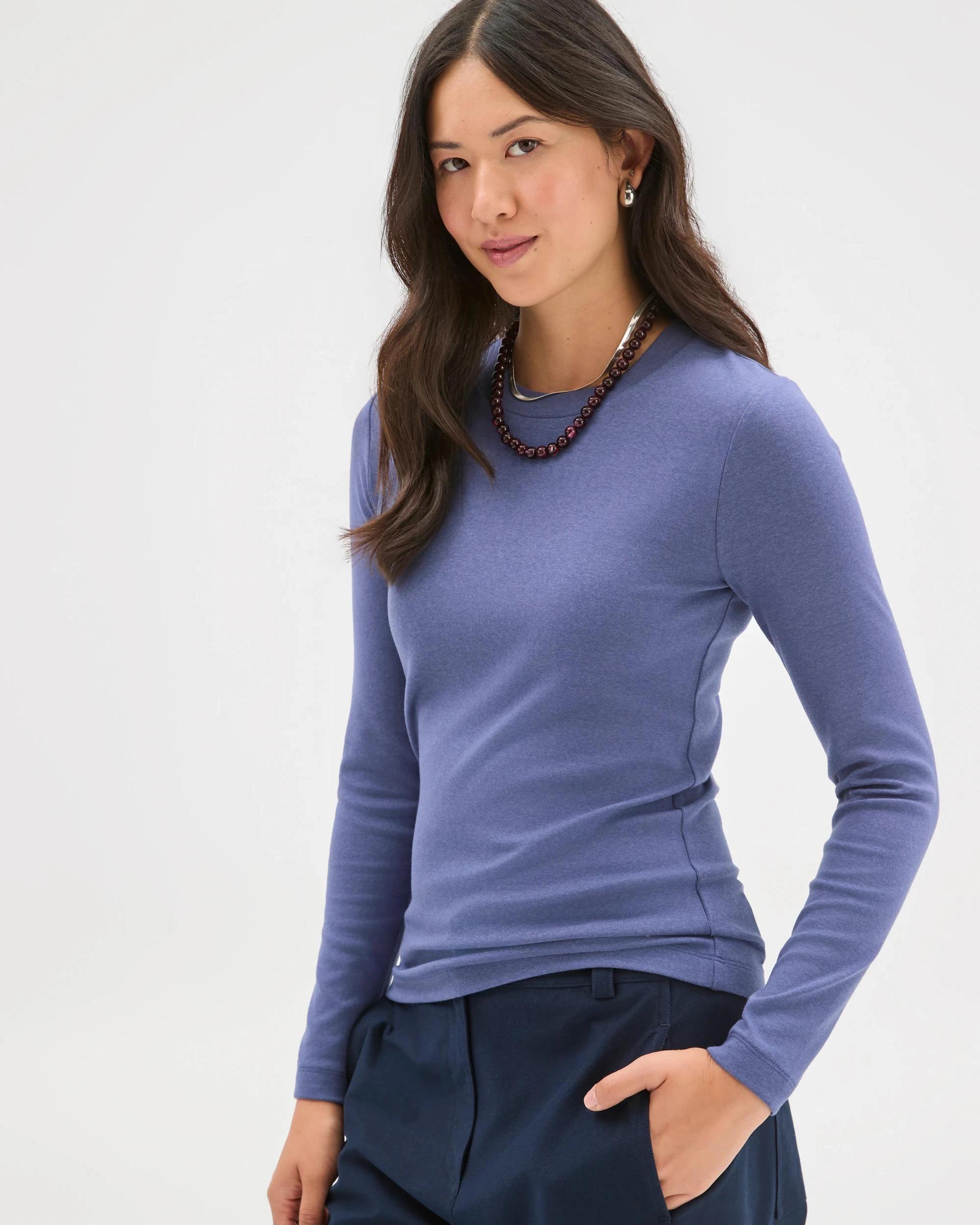 6 Target Woman Soft Touch Long Sleeve T-Shirt Blue Indigo, 6 of 7
