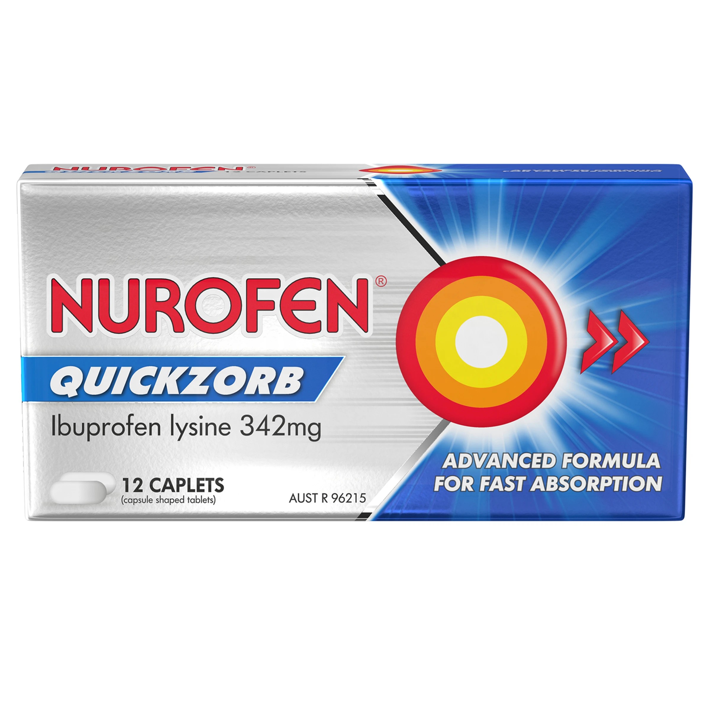 2 12 Pack Nurofen Quickzorb Ibuprofen Lysine 342mg Caplets, 2 of 10