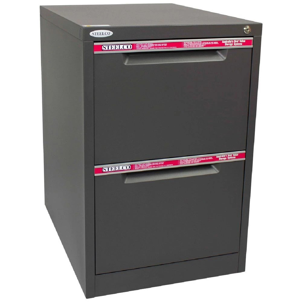 1 Steelco 2 Drawer Filing Cabinet Graphite Ripple Cabinets Filing Drawer Cabinets, 1 of 5