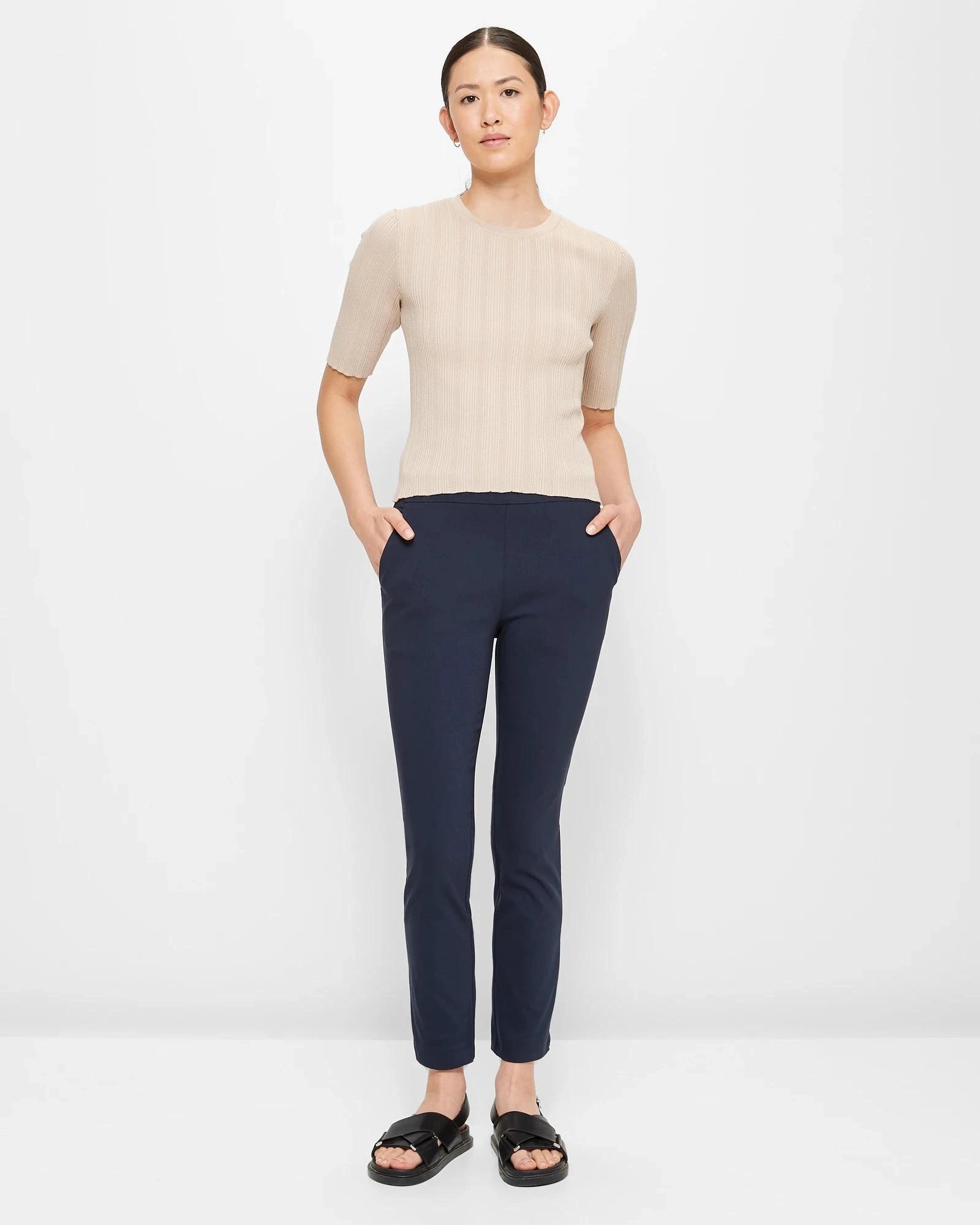 2 Preview Carrie Ankle Length Bengaline Cigar Pants NAVY BLUE, 2 of 10