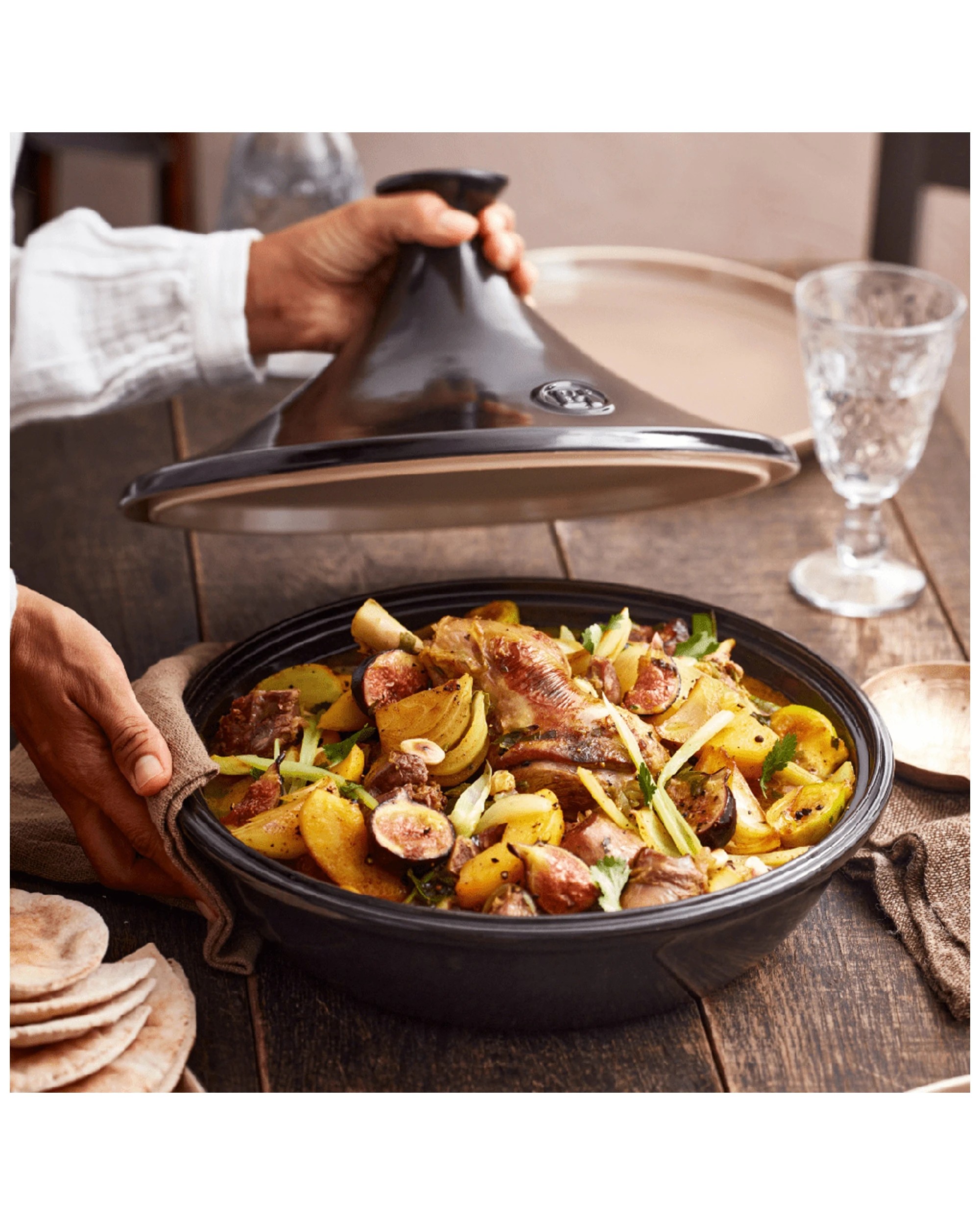 4 Emile Henry 2l/27cm Ceramic Tagine Kitchen Pot Cooking Stewpot W/lid Charcoal - Charcoal, 4 of 6