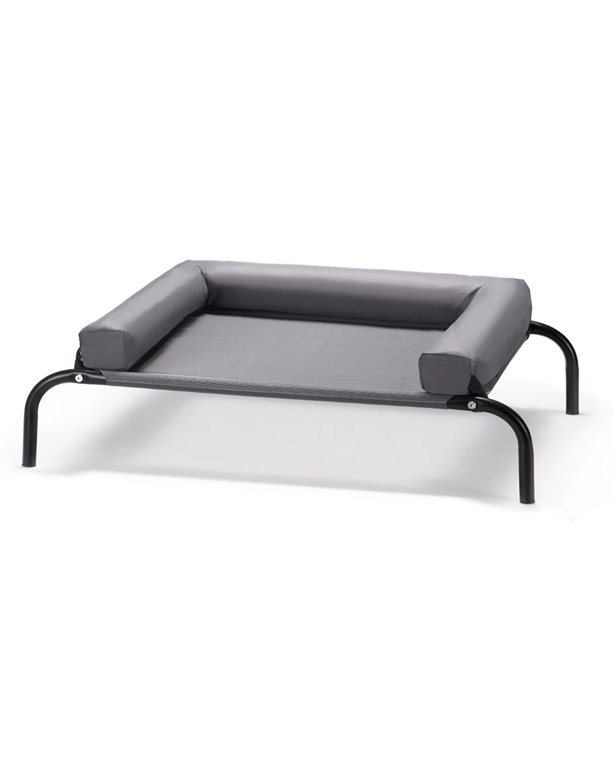 1 Petzly 90x123cm Elevated Trampoline Bolster Raised Pet Dog Bed Grey, 1 of 8