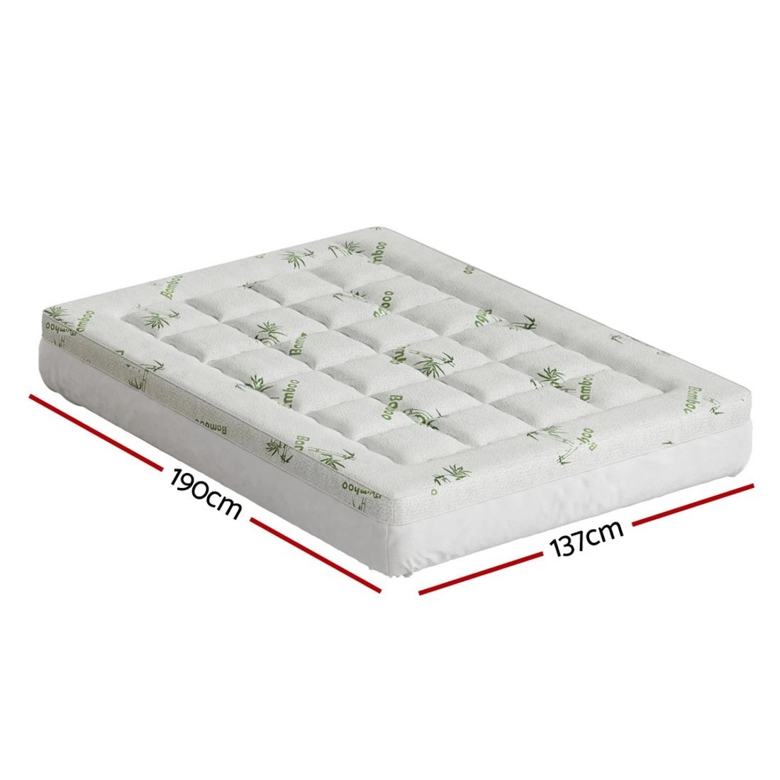 2 Giselle Bedding Mattress Topper Pillowtop Bamboo 7.5cm Double - Double Bed - White, 2 of 5