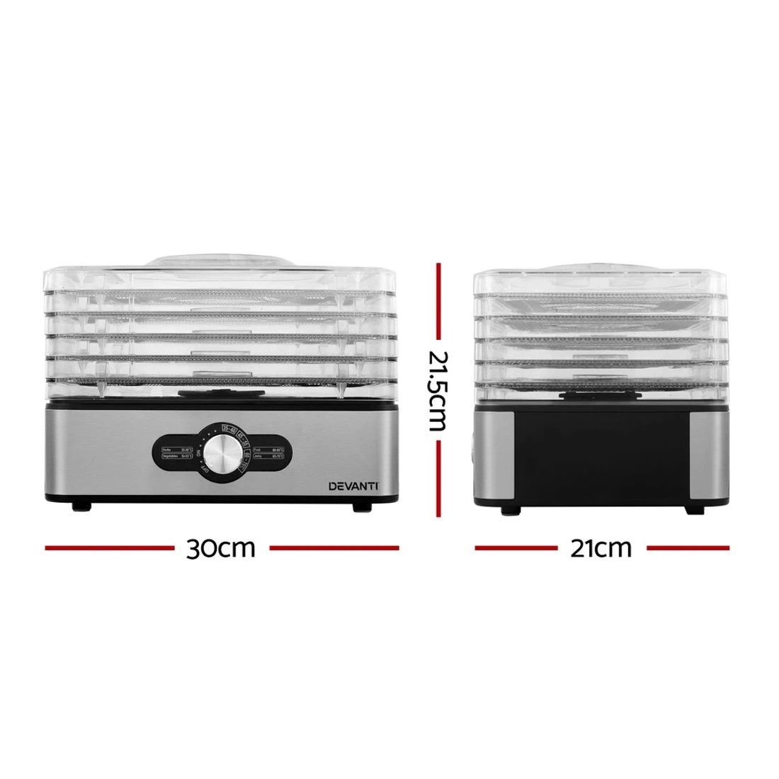 2 Devanti 5 Trays Food Dehydrator Stainless Steel Tray - Silver, 2 of 5