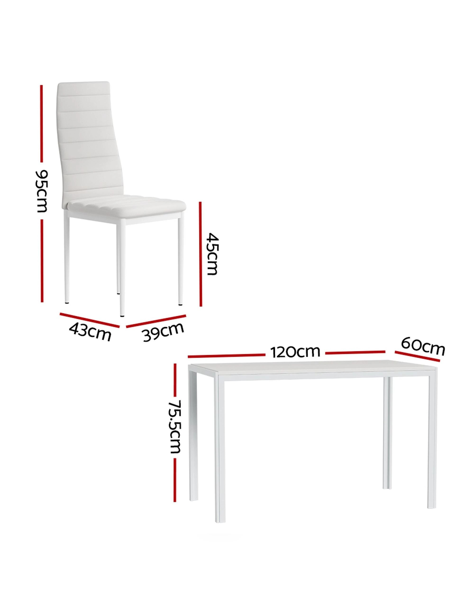 2 Artiss Dining Chairs and Table Dining Set 6 Chair Set Of 7 - White, 2 of 4