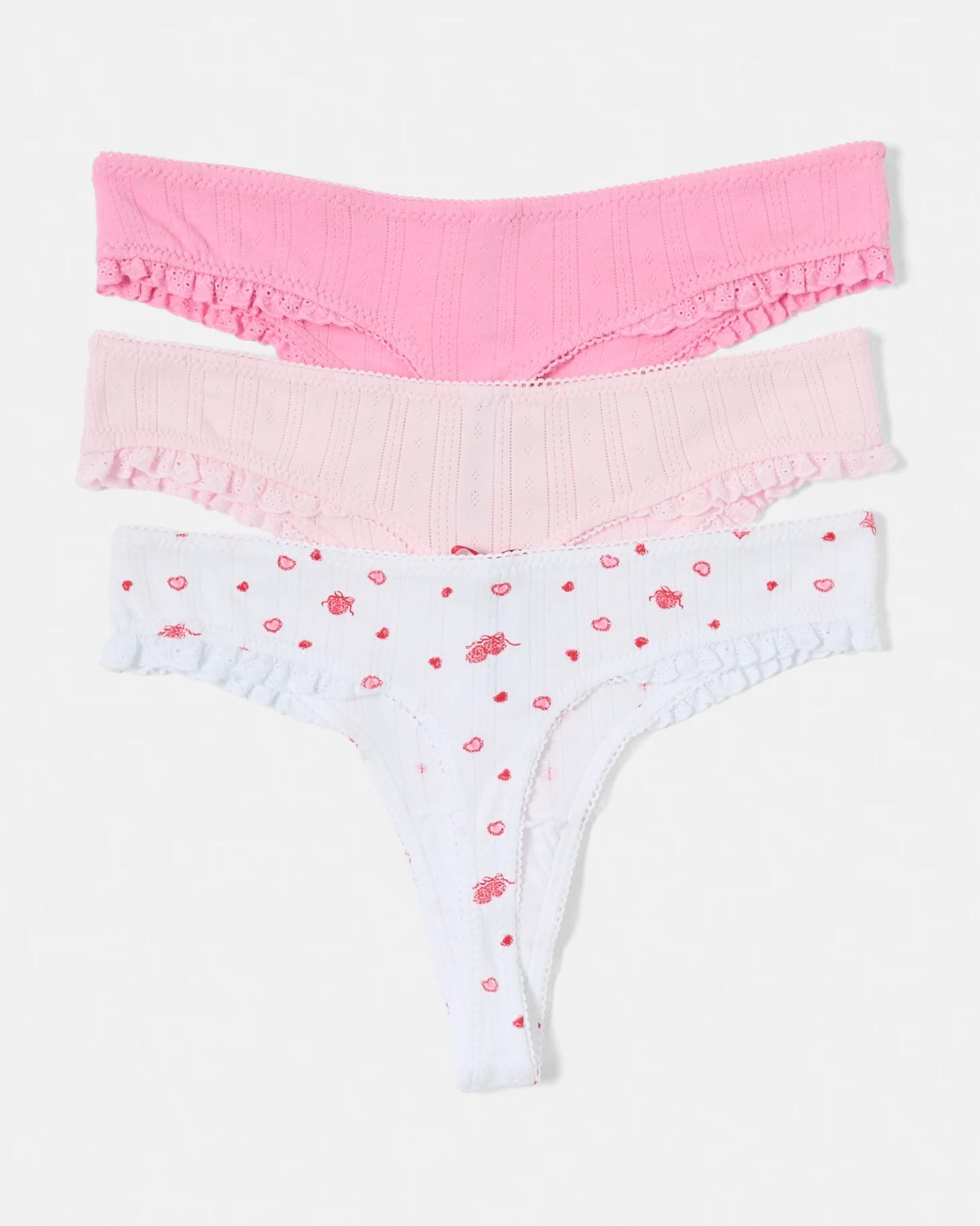 2 3 Pack Pointelle G-String Briefs Heart Lock, 2 of 10