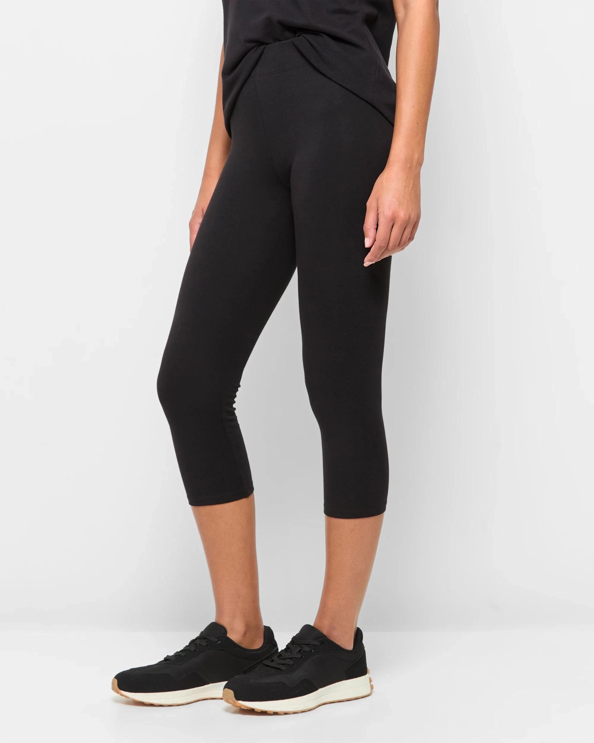 3 Target Active Australian Cotton 3/4 Length Stretch Leggings BLACK, 3 of 5