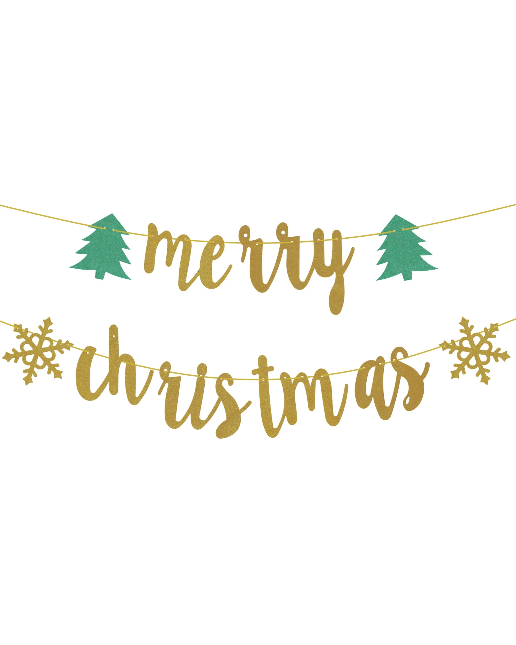 1 JD Party Gold and Green Glitter Merry Christmas Letter Banner - Gold, 1 of 1