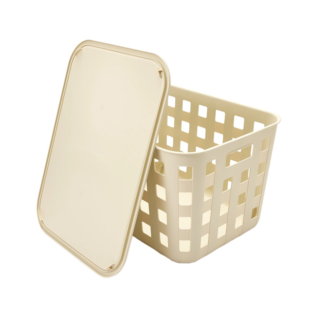 6 45L Rectangle Trellis Basket with Lid - Beige, 6 of 8