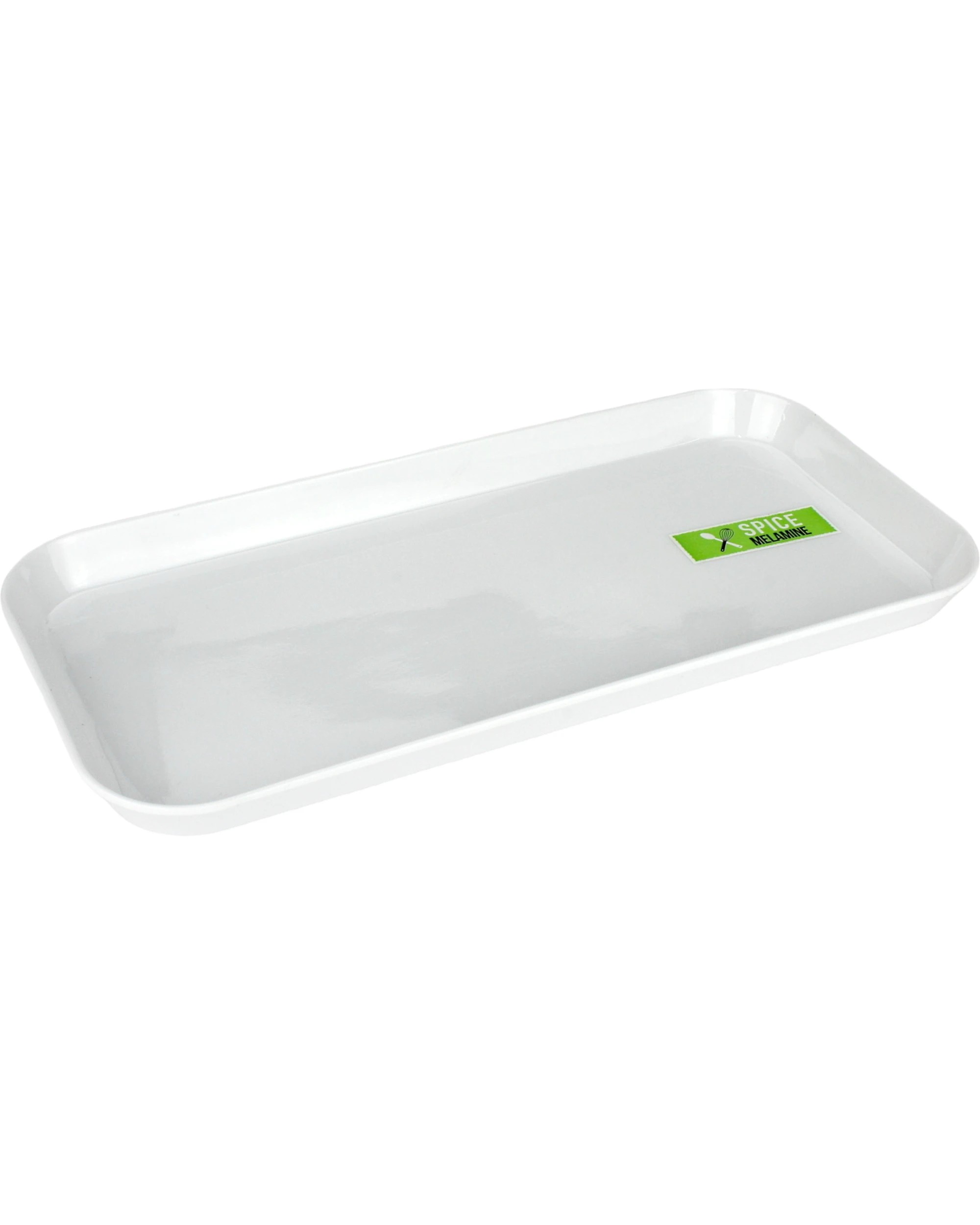 2 Spice Kitchen White Rectangular Rounded Melamine Platter 31cm x 15cm, 2 of 3