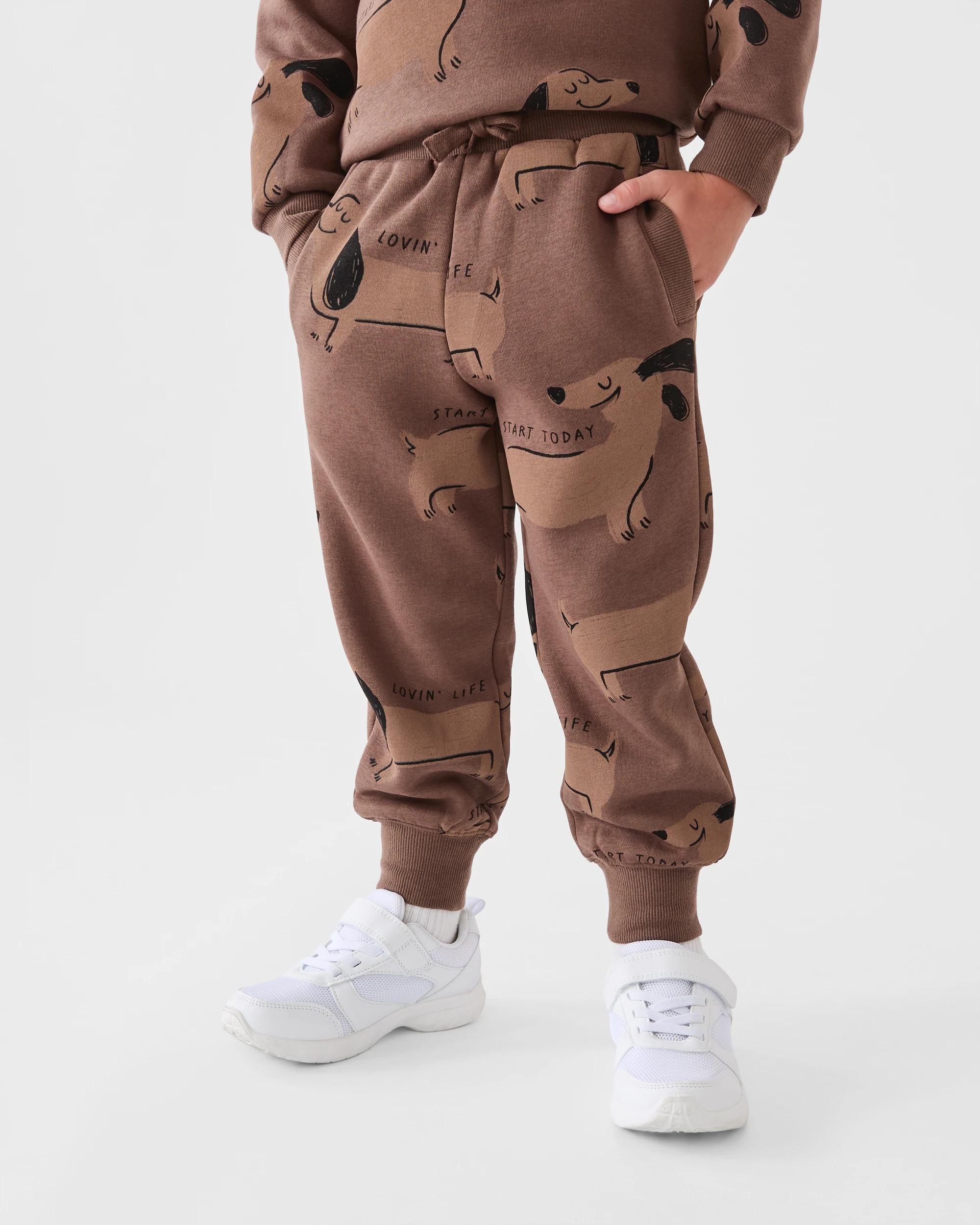 1 All Over Print Trackpants Brn Dog, 1 of 5