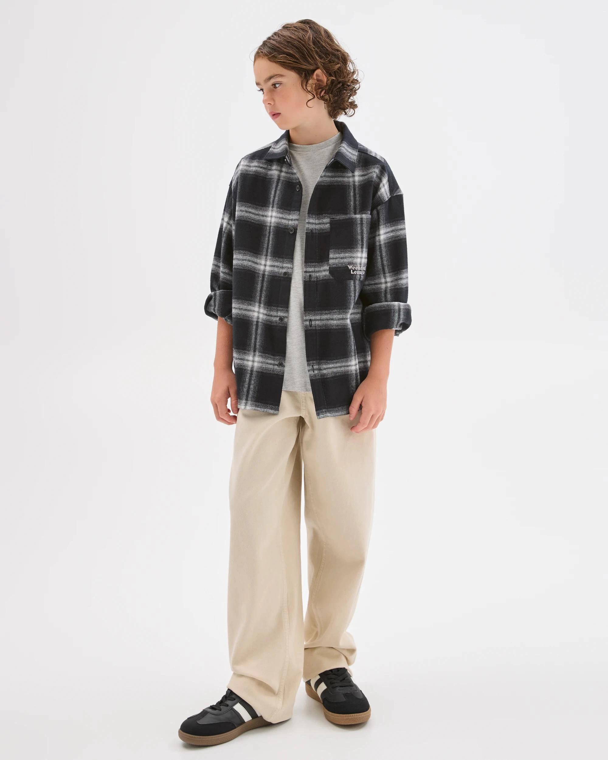 1 Target Kids Australian Cotton Long Sleeve Check Shirt BLACK, 1 of 7