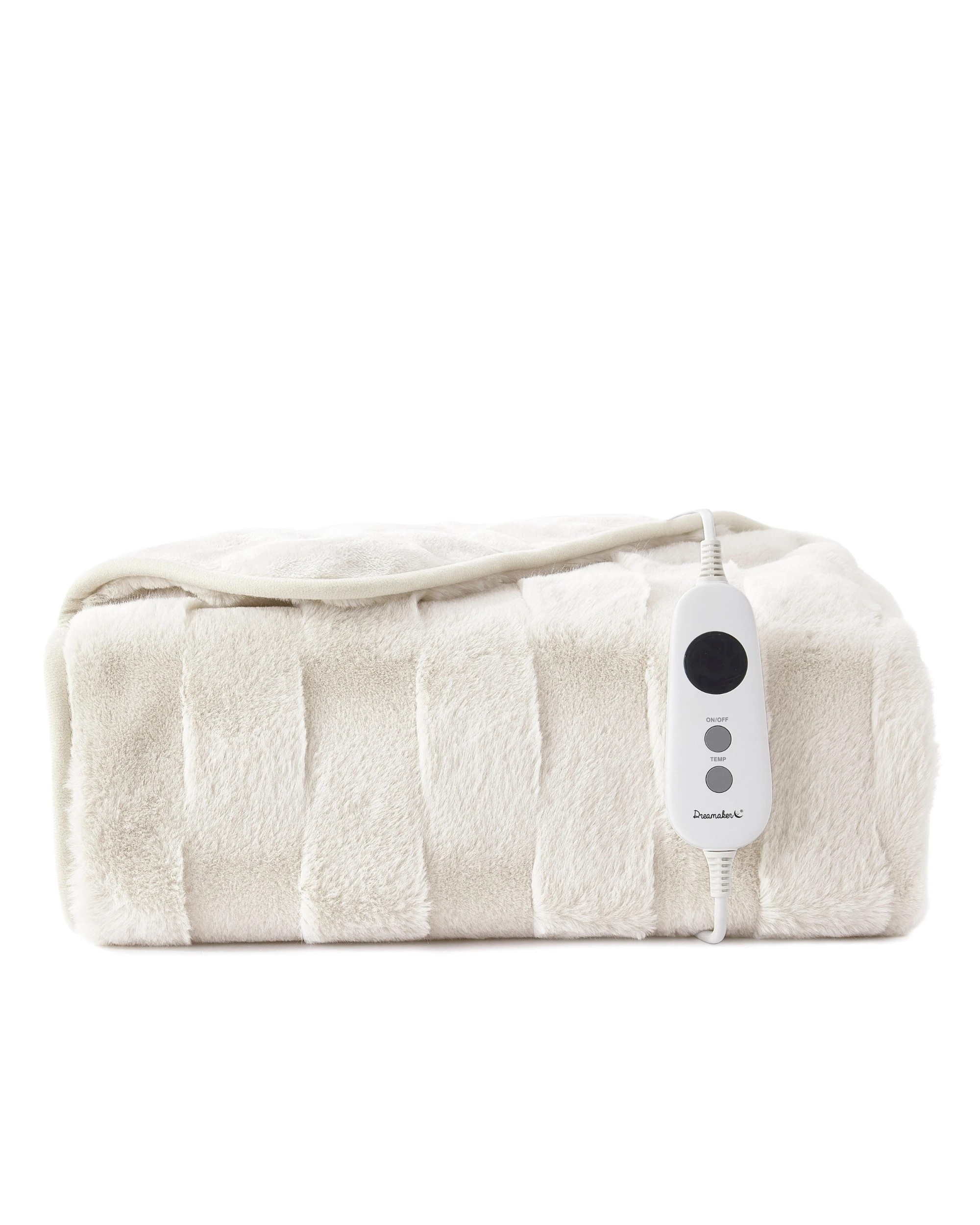 2 Dreamaker Basketweave Faux Fur Heated Throw 130x160cm - Cream, 2 of 10
