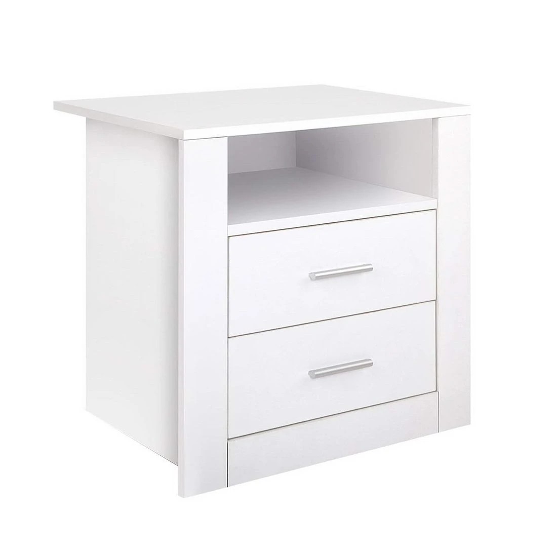 1 Artiss Bedside Table 2 Drawers with Shelf - White, 1 of 10