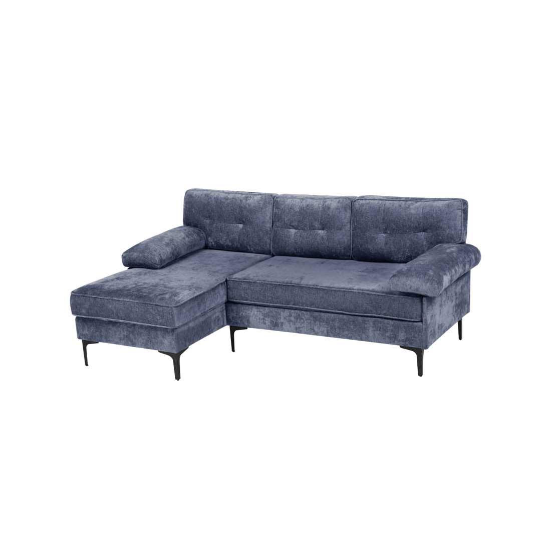 1 Advwin 3 Seater Sofa L-shape Chenille Lounge Couch W/ Reversible Chaise Blue, 1 of 9