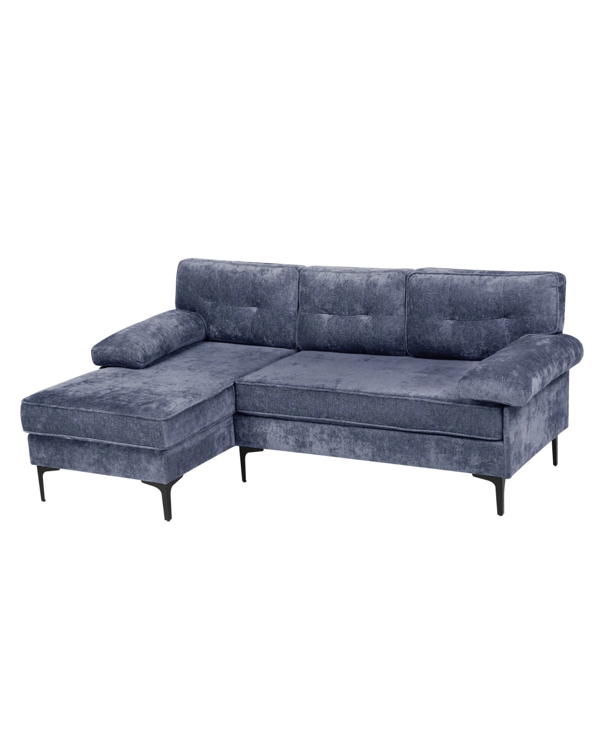 1 Advwin 3 Seater Sofa L-shape Chenille Lounge Couch W/ Reversible Chaise Blue, 1 of 9
