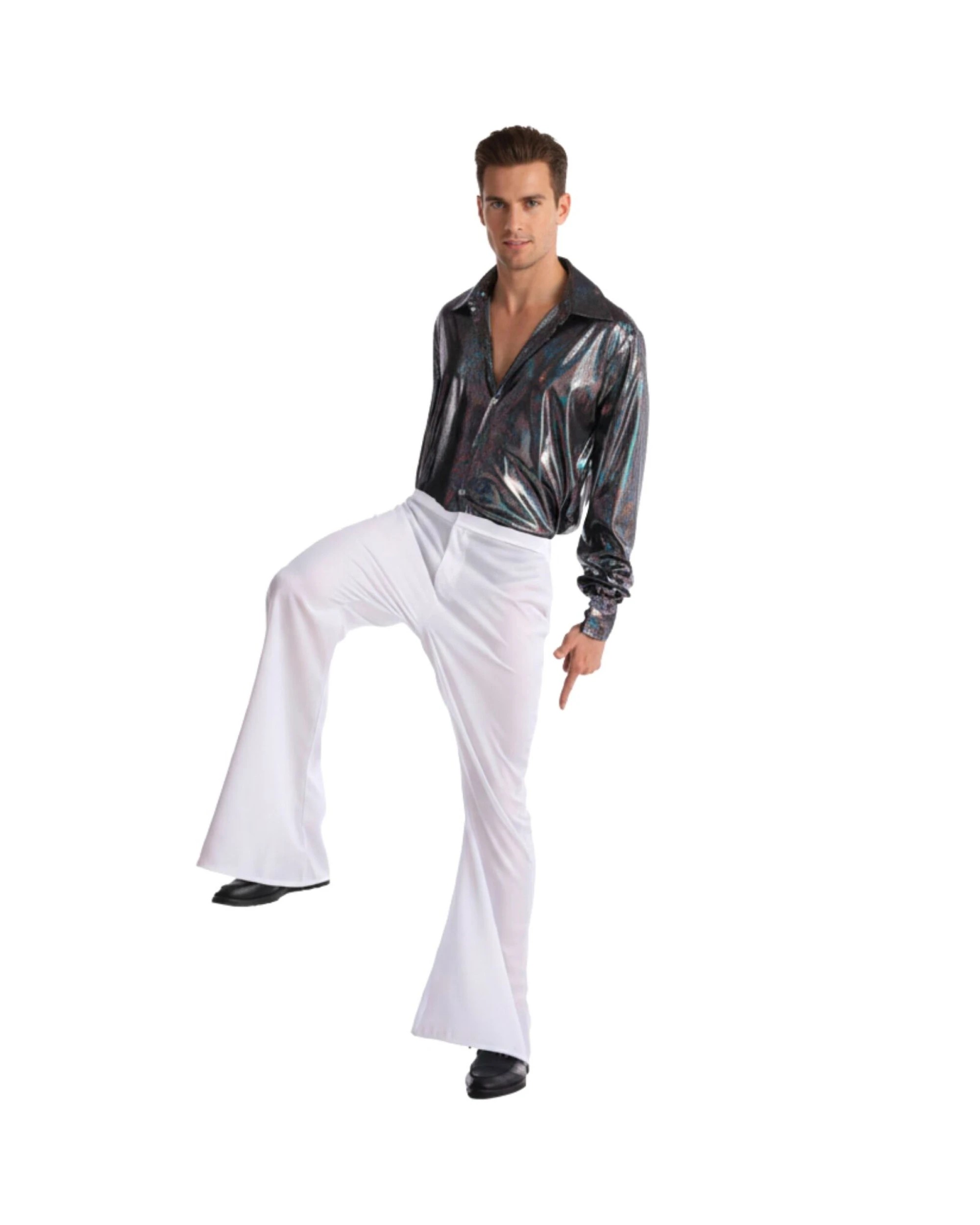 1 BR Costumes Men's Retro Disco Flare Trousers Fancy Dress Costume, 1 of 1