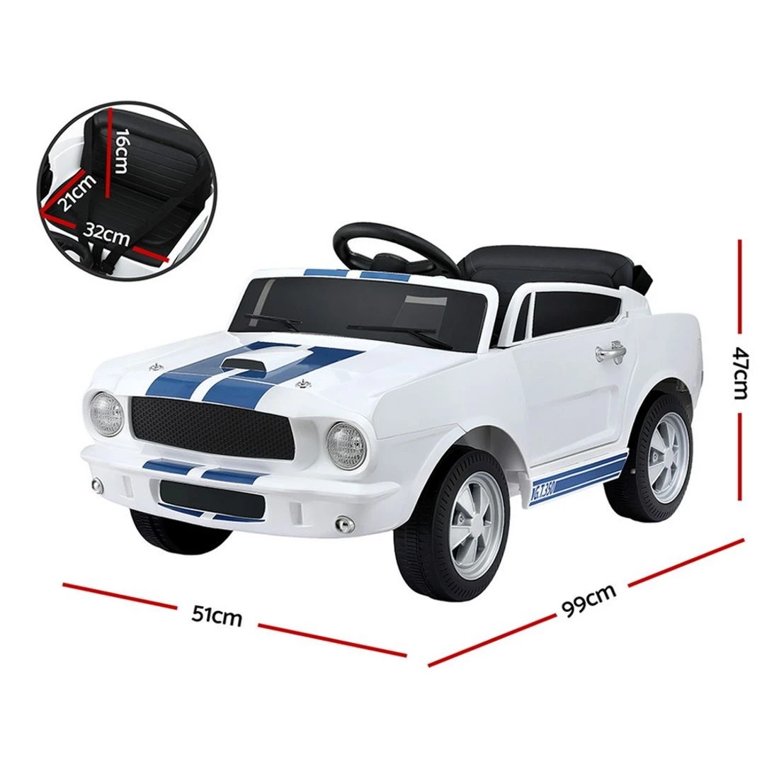 2 Shelby Kids Electric Ride On Car Licensed GT350 Outdoor Toys Cars Music Remote - White, 2 of 8