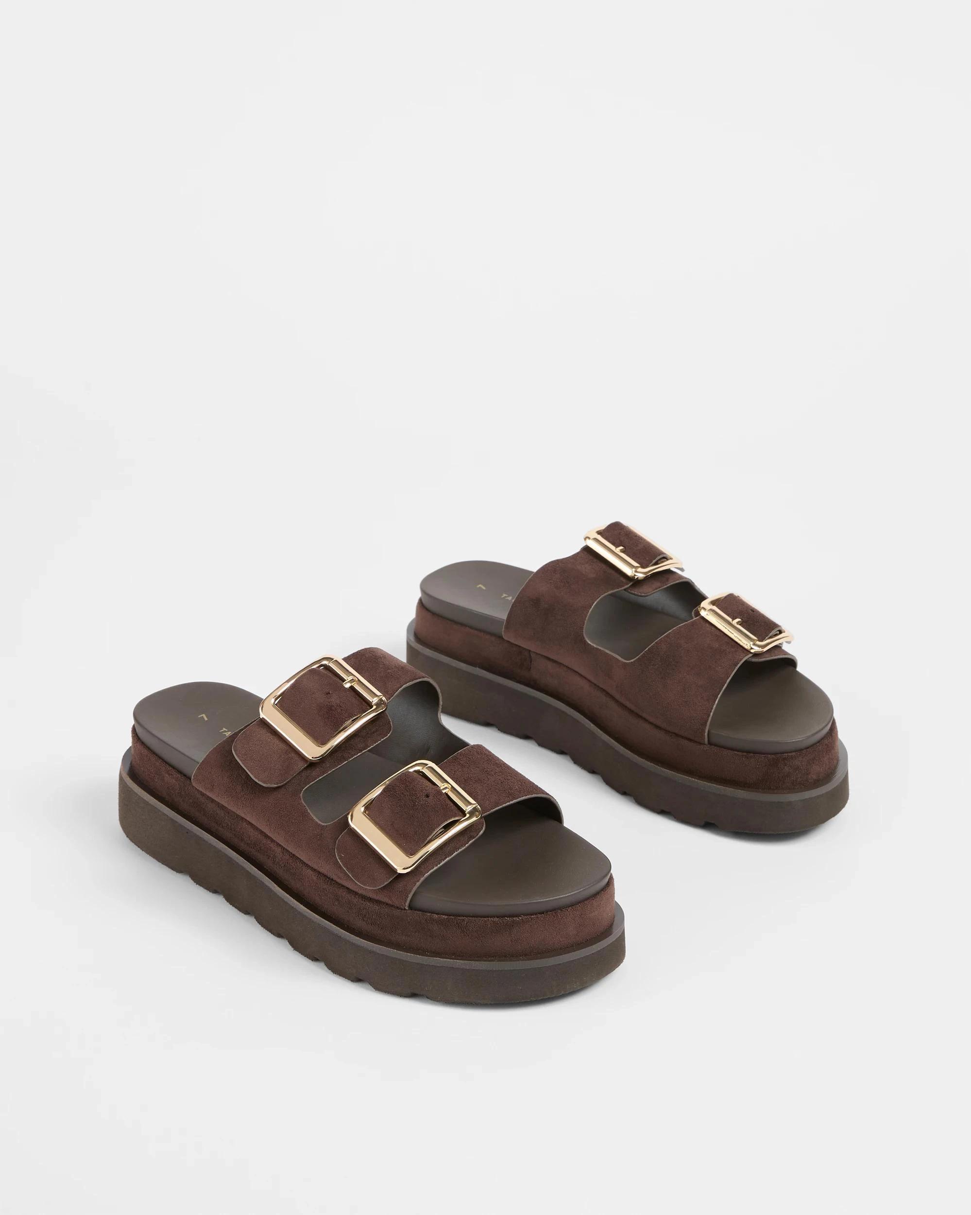 3 Target Woman Double Strap Chunky Sandal - Aleesha BROWN FAUX SUEDE, 3 of 3