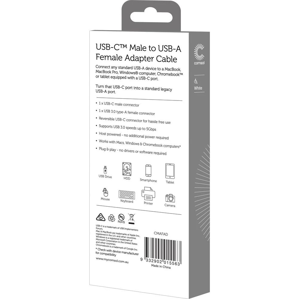 2 Comsol USB-C to USB-A Adapter Cable, 2 of 3