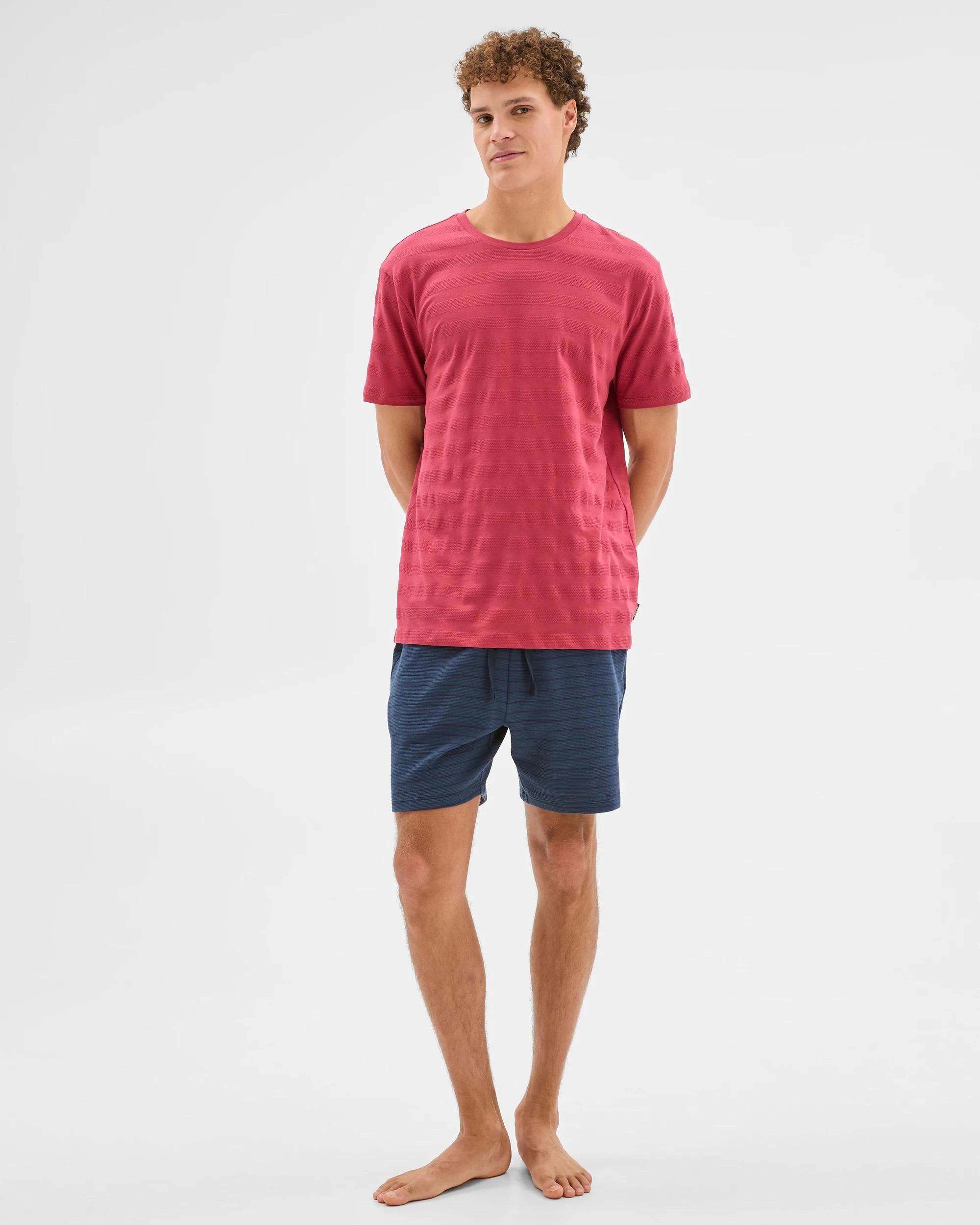 2 Maxx Australian Cotton Textured Sleep T-Shirt RED, 2 of 6