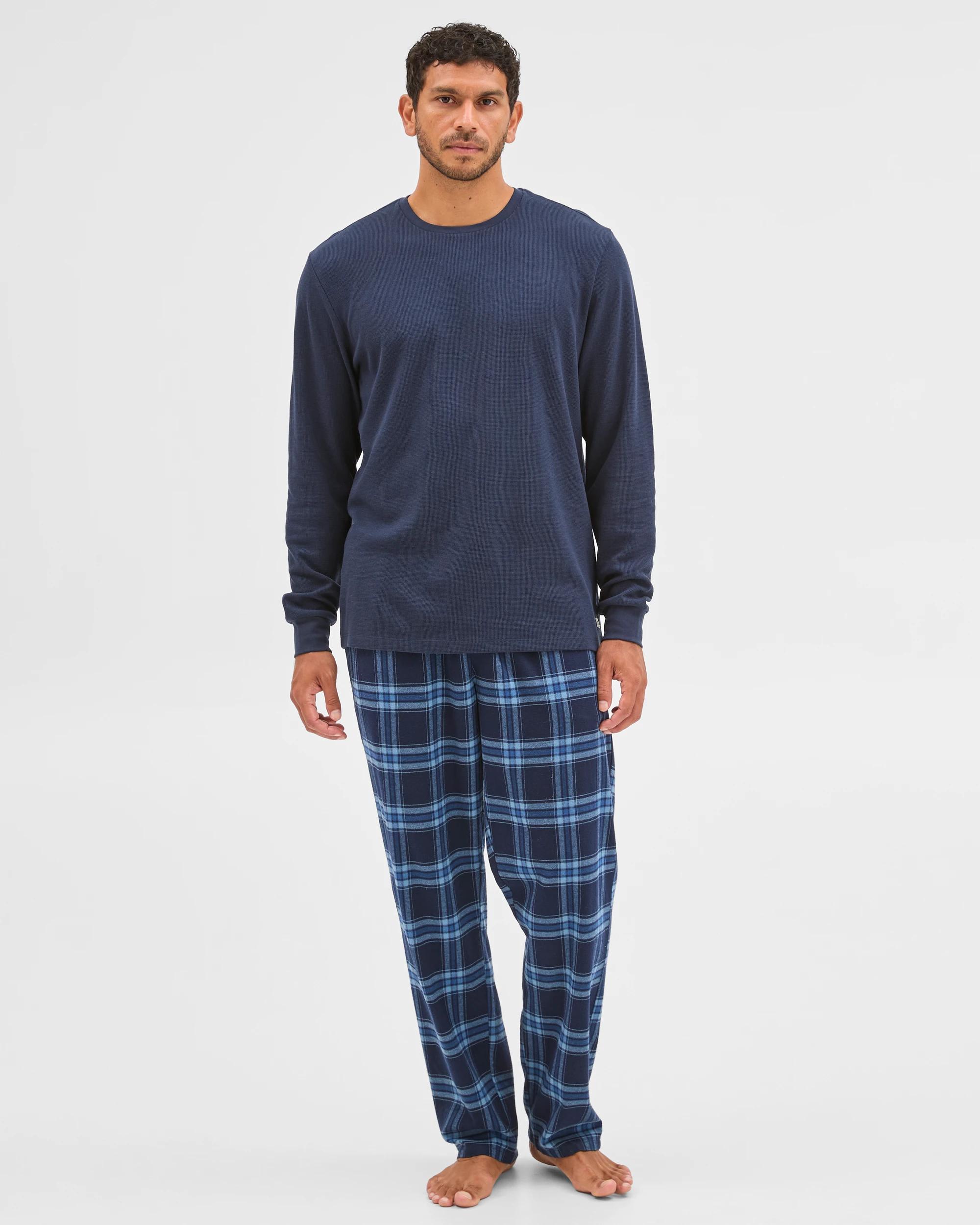 1 Target Man Waffle Flannelette Pyjama Set NAVY, 1 of 7