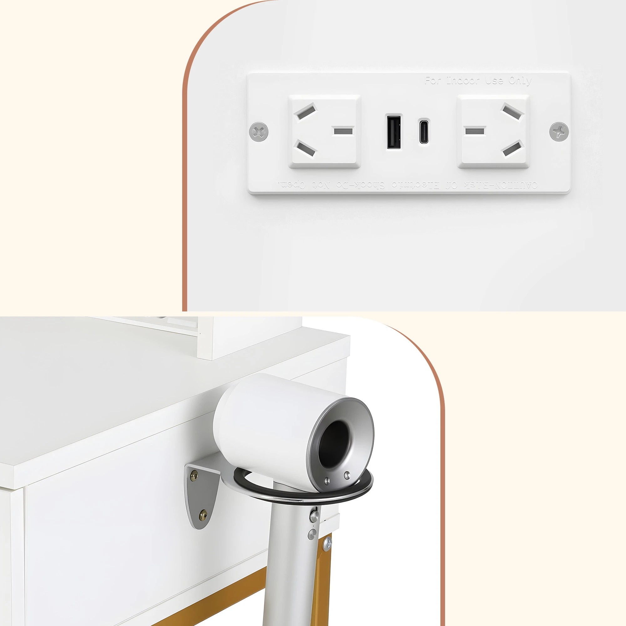 7 Artiss Dressing Table Charging Station LED Vanity Desk Set Stool Make up Mirror Storage Drawer - Multi, 7 of 9