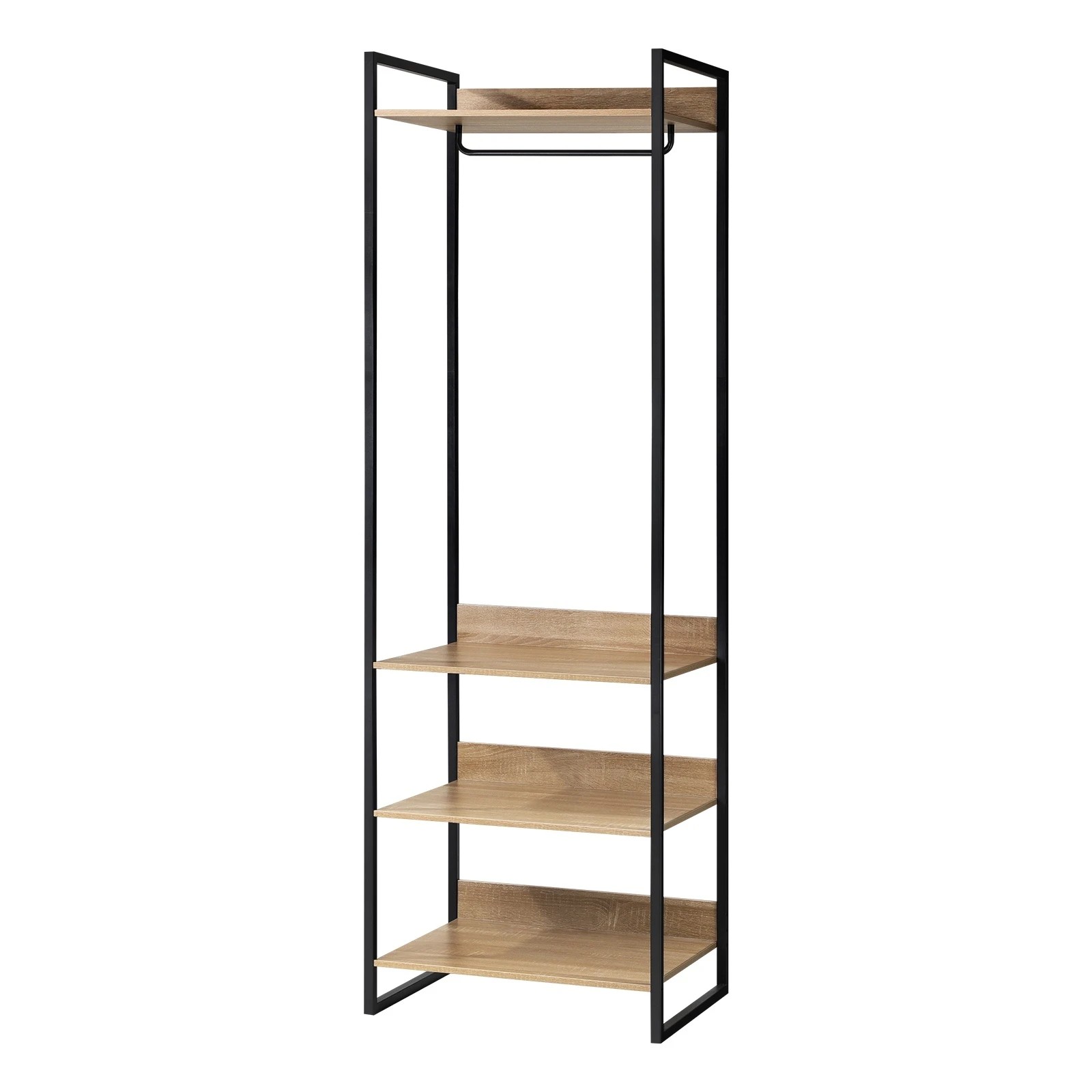1 Oikiture Clothes Rack Open Wardrobe Garment Coat 4 Shelves Hanging Rail Metal
 - Natural, 1 of 10