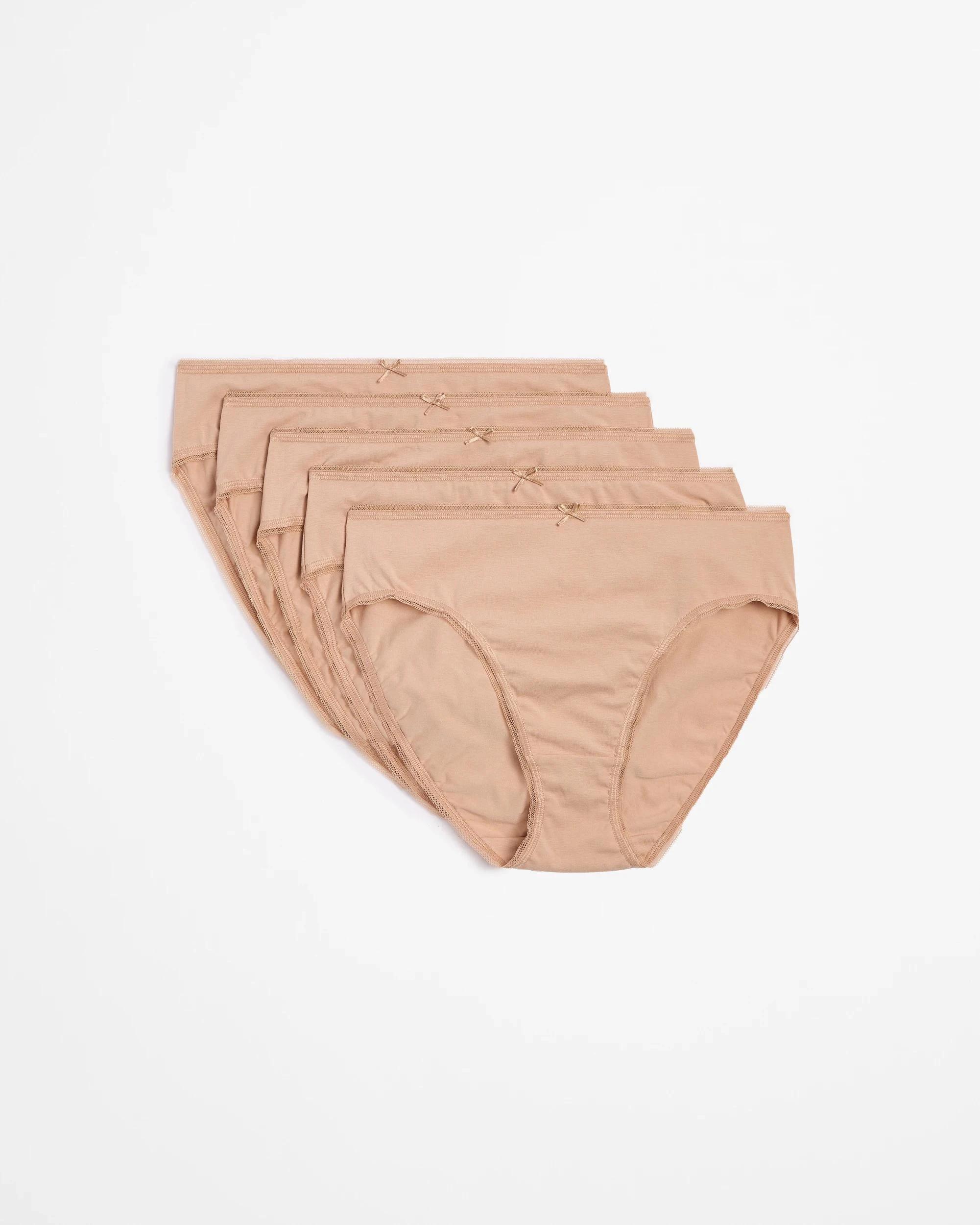 1 Target 5 Pack Cotton/Elastane High Cut Briefs LATTE, 1 of 5