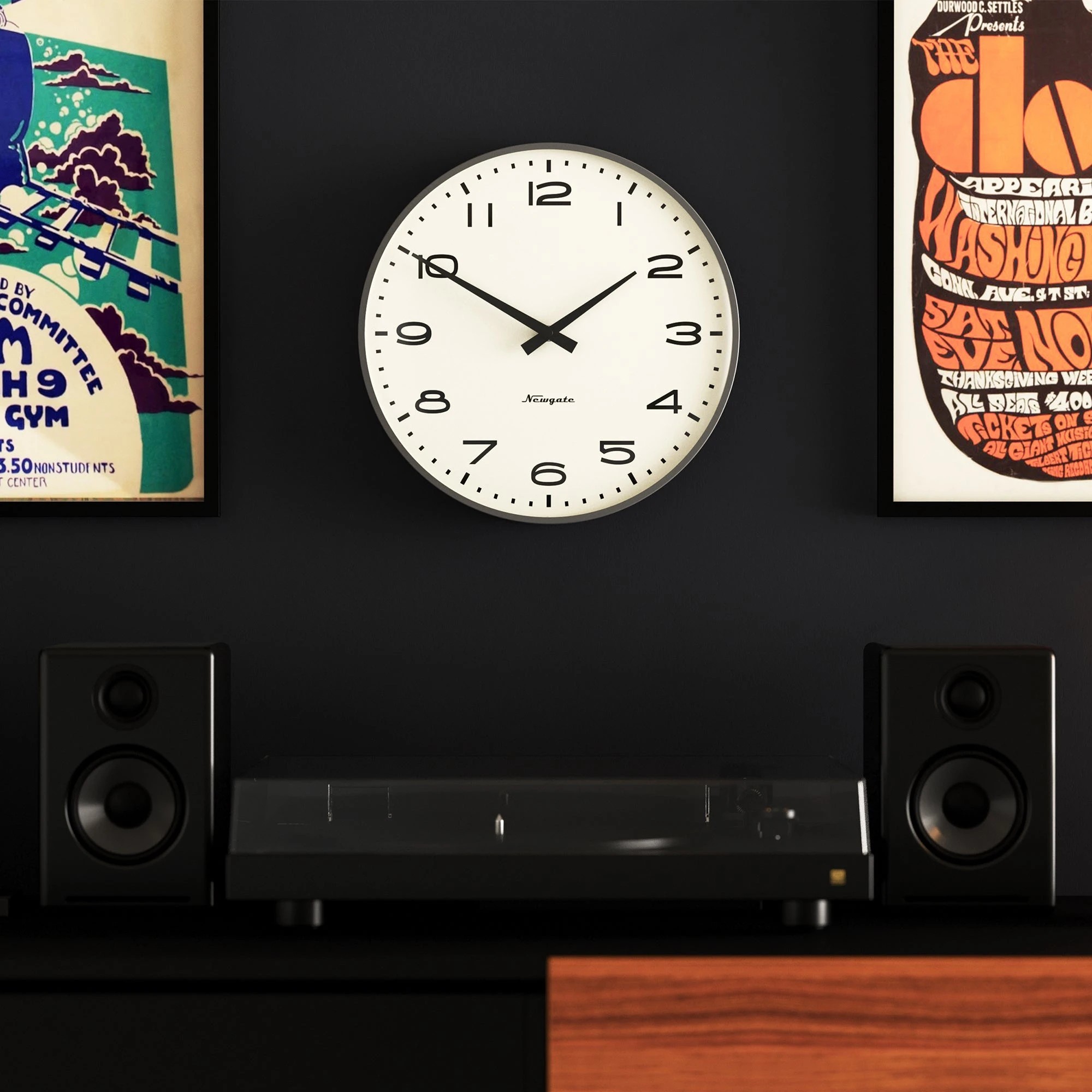 3 Newgate Radio City Wall Clock Black Arabic Dial - Matte Blizzard Grey - Grey, 3 of 5