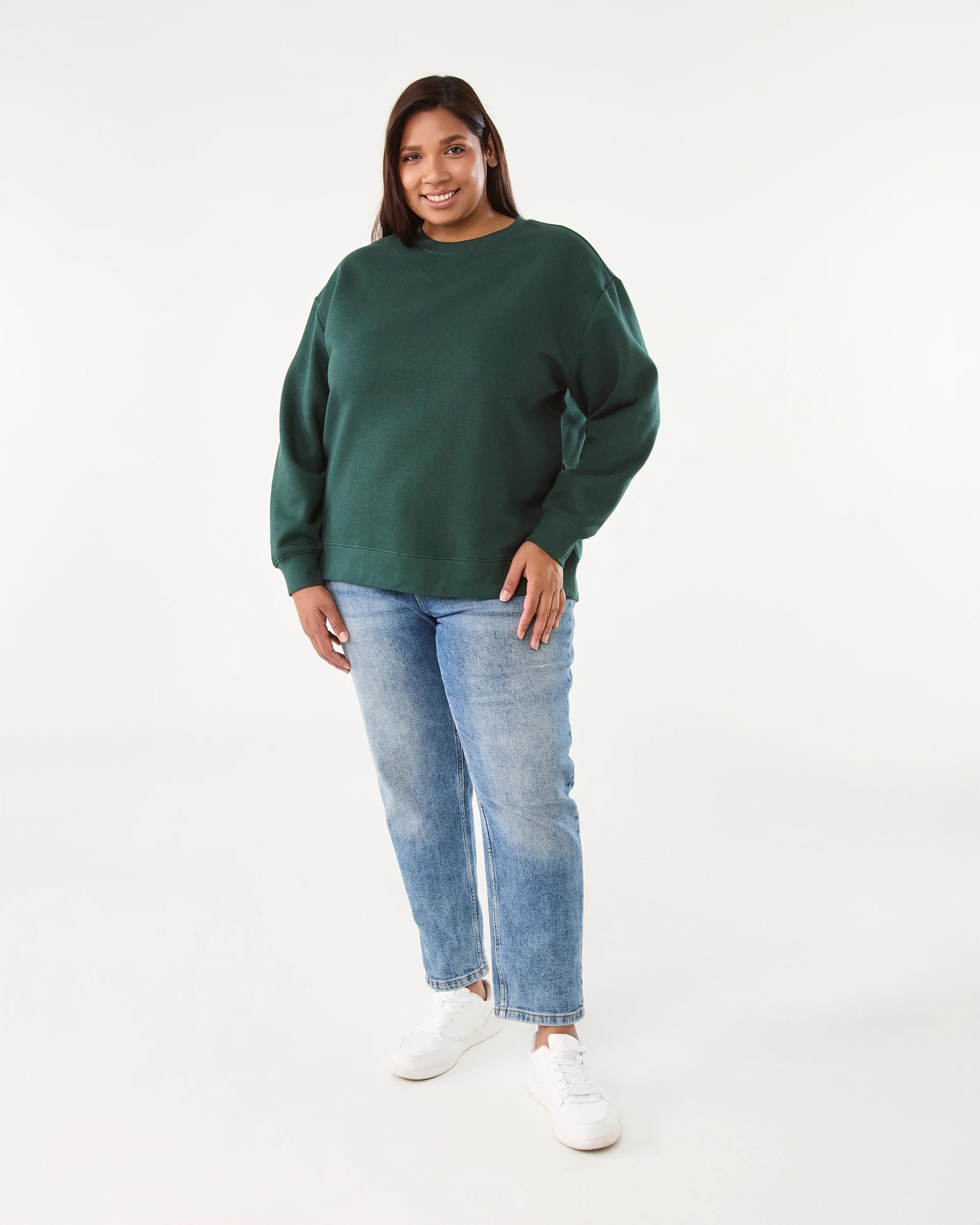 7 Curve Long Sleeve Boxy Sweatshirt Grn Leaf, 7 of 7