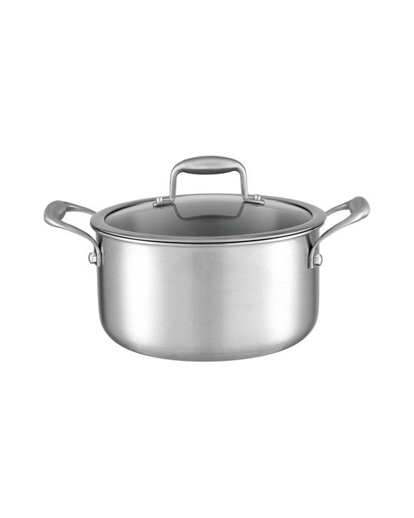 5-Star Chef 5L Stainless Steel Casserole Pot with Glass Lid Stock Pot Dutch Oven Cooking Pot - Silver