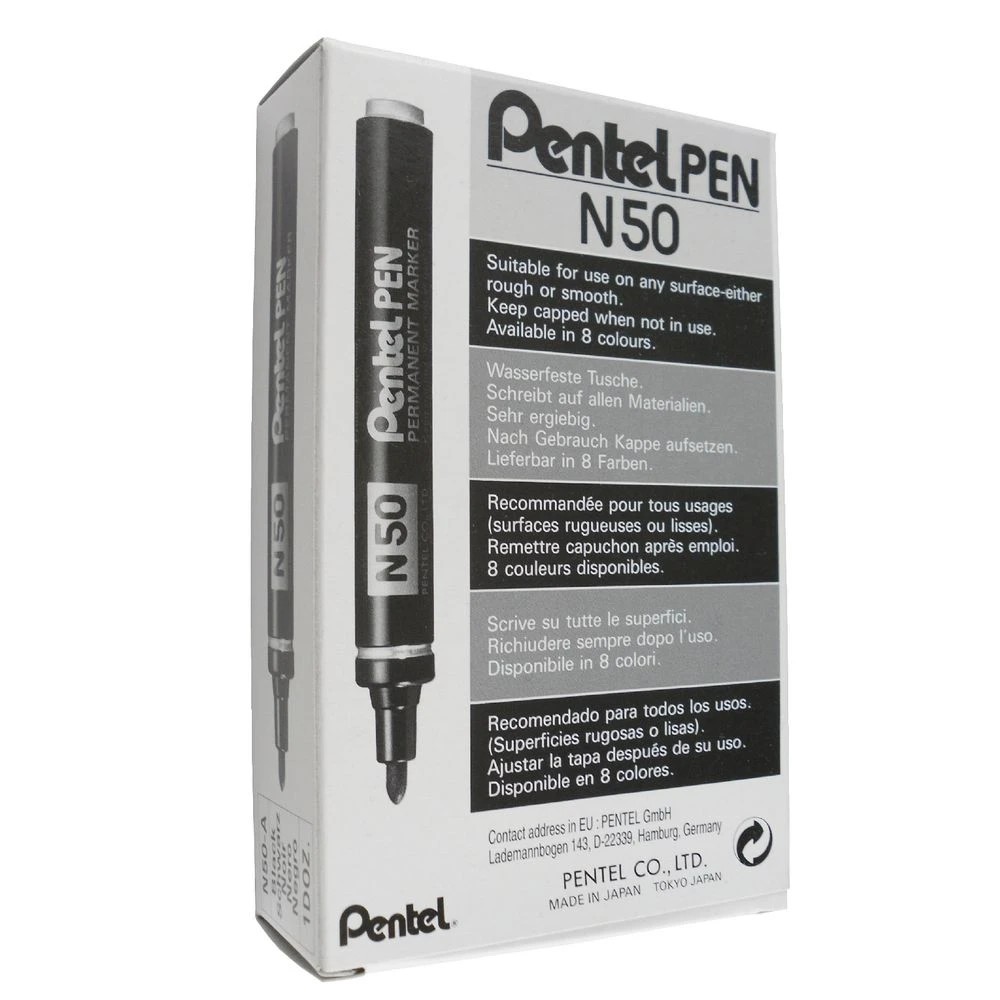 9 Pentel N50 Permanent Markers Black 12 Pack, 9 of 9