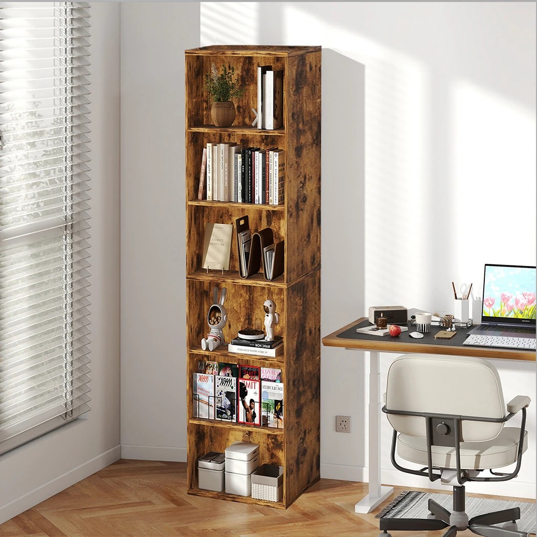 7 Levede 6-Tier Bookshelf in Walnut Colour, 7 of 8