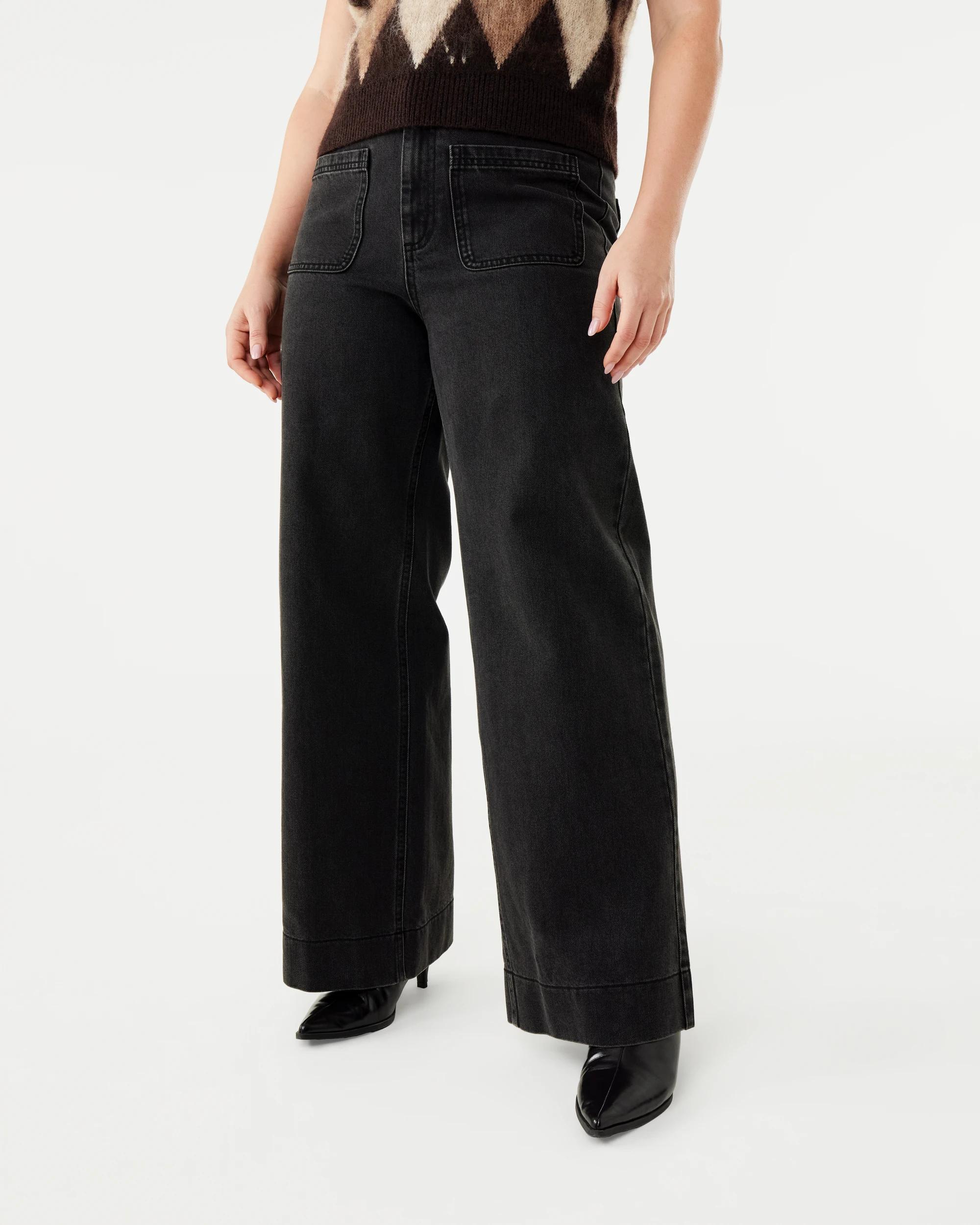 1 Wide Leg Pocket Jeans Blk Wash, 1 of 9