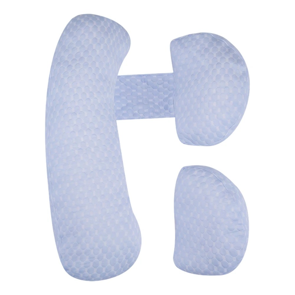 1 PlayPals 3PCS Adjustable Pregnancy Pillow H L V Shaped Body Support - Blue, 1 of 3