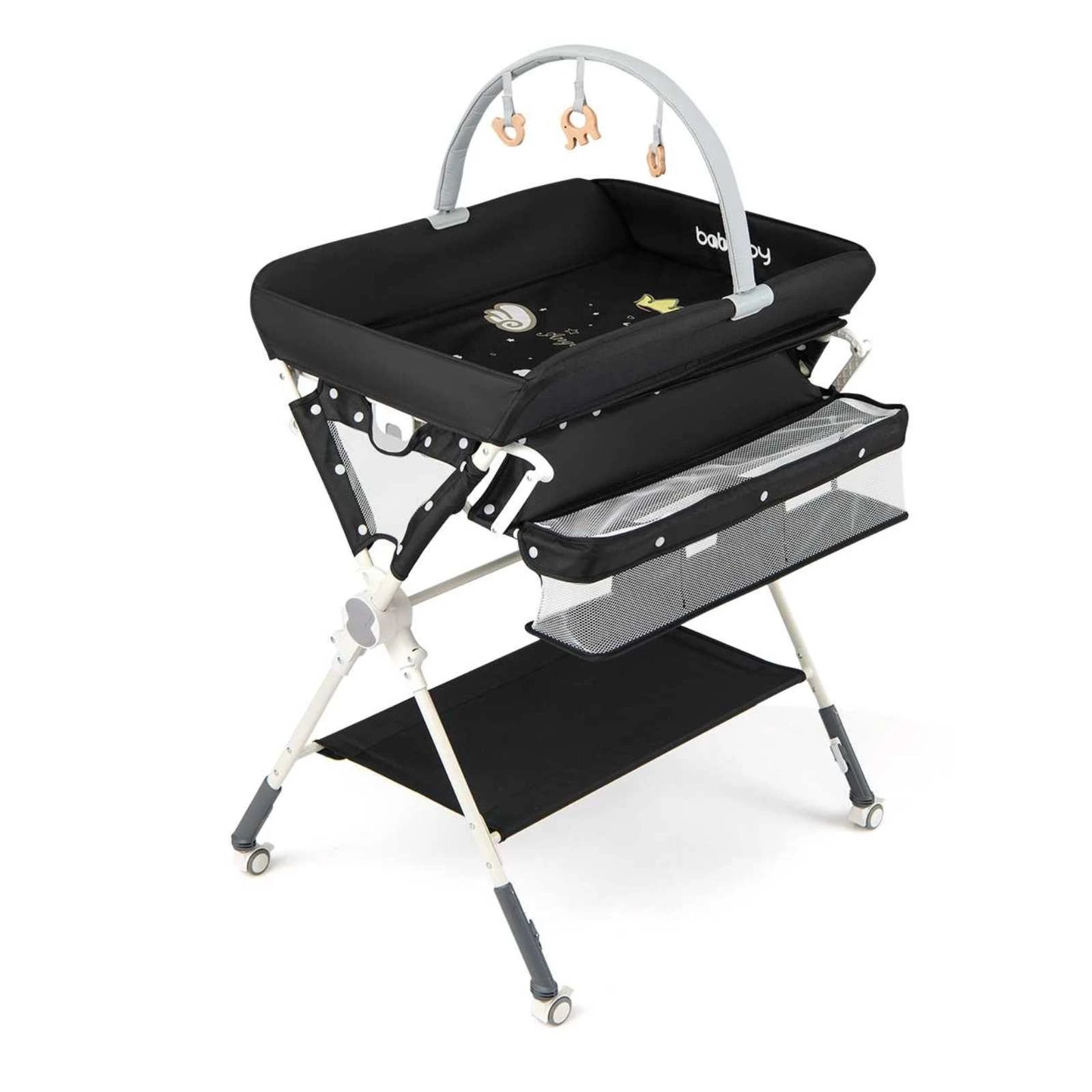 1 Costway Baby Adjustable Changing Table Foldable Diaper Changing Station - Black, 1 of 1