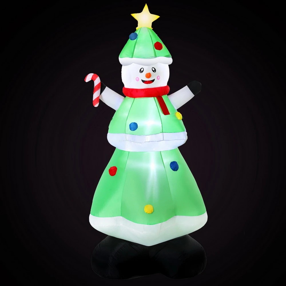 2 Jingle Jollys Christmas Inflatable Snowman Tree 2.75M Height LED Decorations Illuminated - Multi, 2 of 7