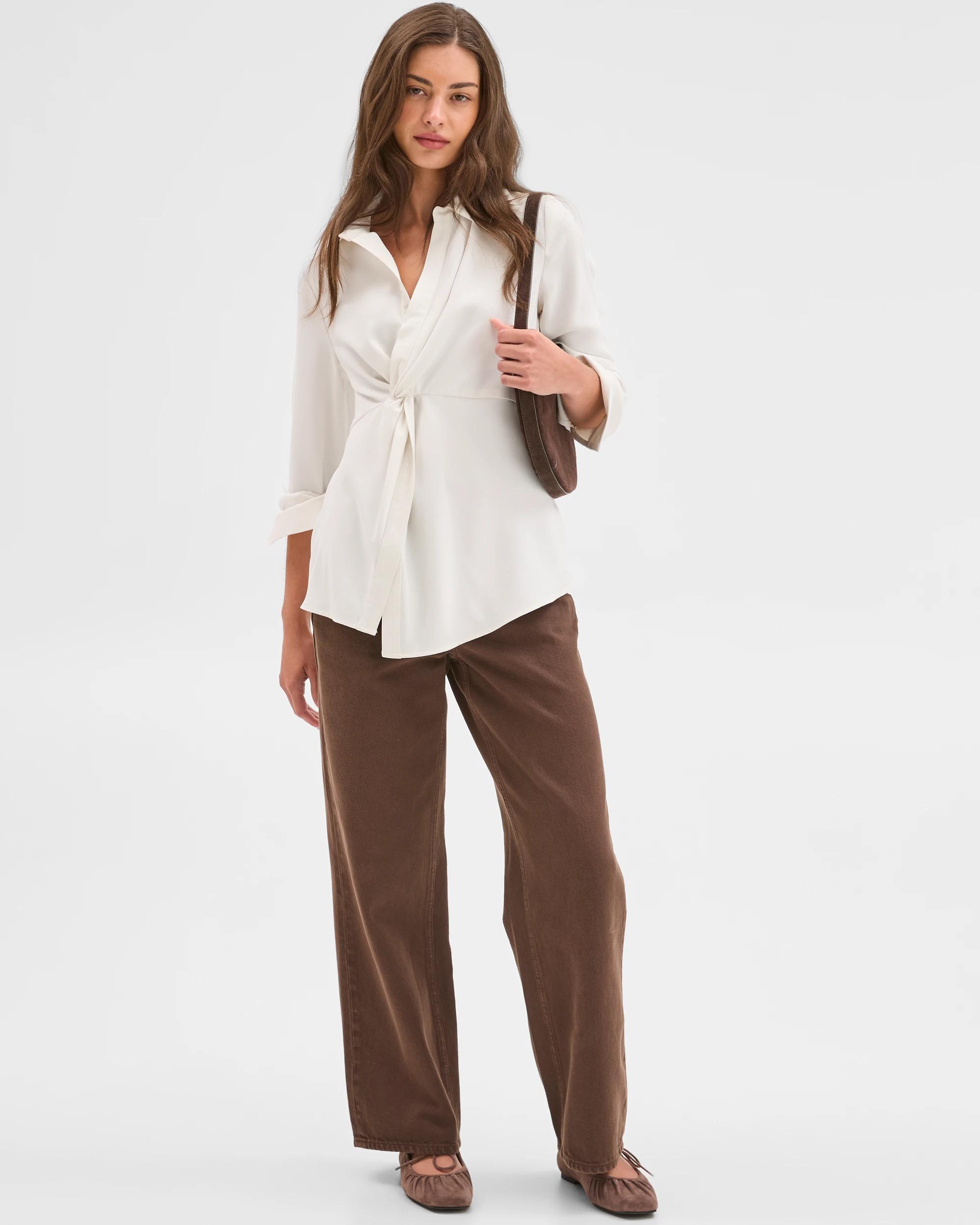 3 Target Petites Petites Gathered Front Shirt CLOUD DANCER, 3 of 5