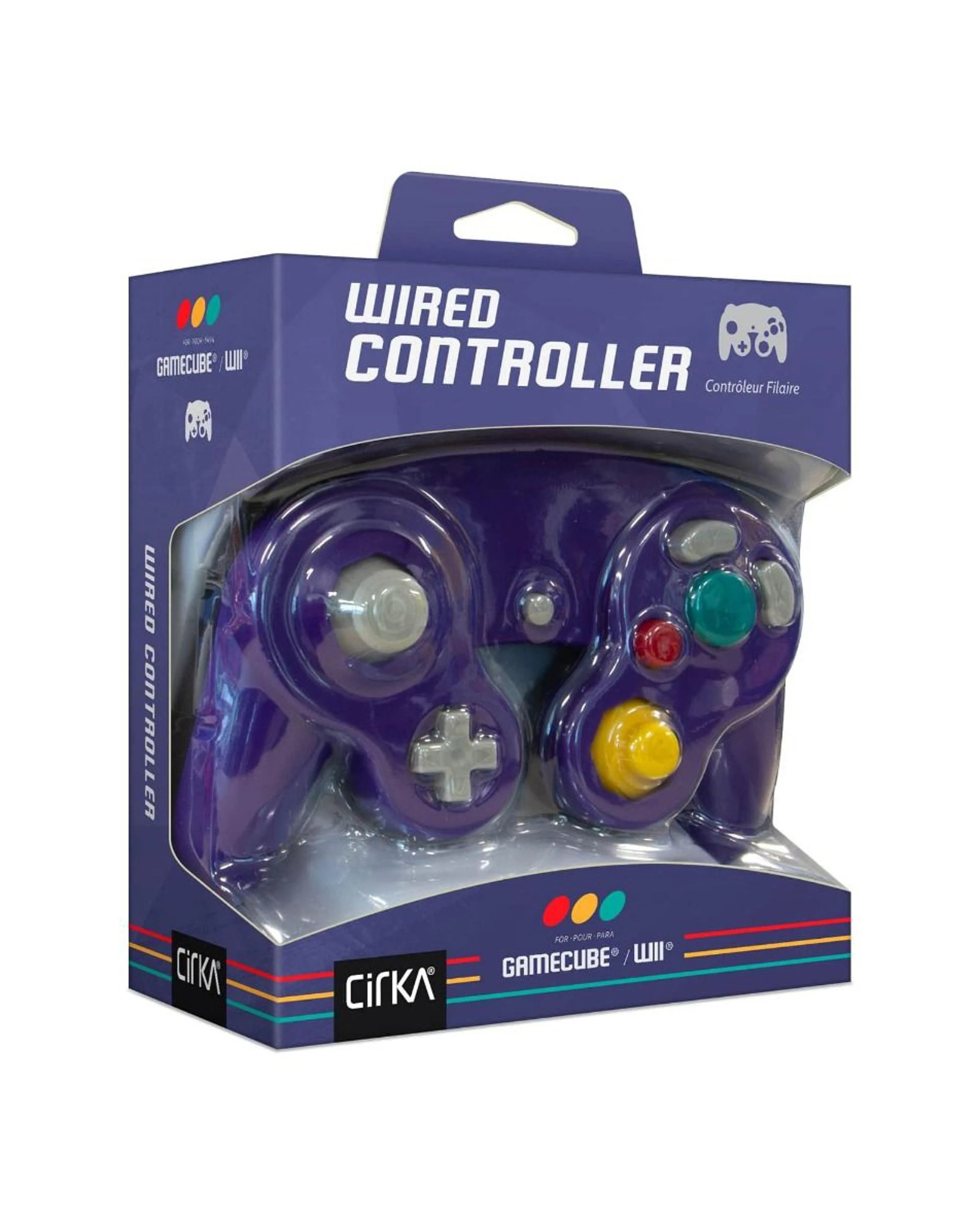 1 CirKa Wired Controller for GameCube and Wii - Purple/Black - Multi, 1 of 3