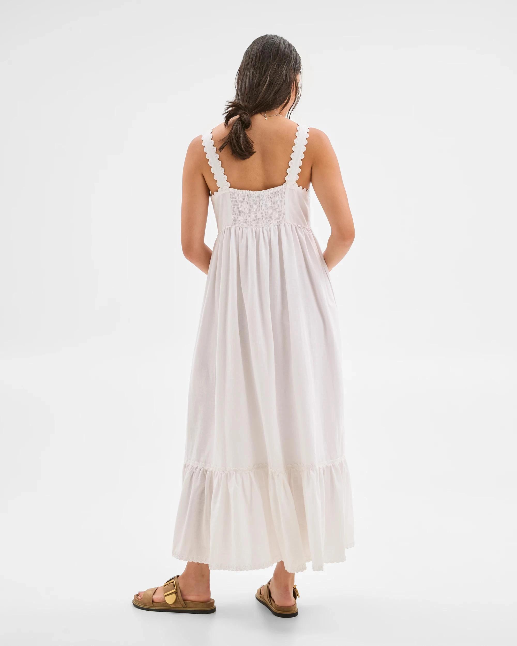 6 Target Woman Linen Blend Square Neck Maxi Dress WHITE, 6 of 9