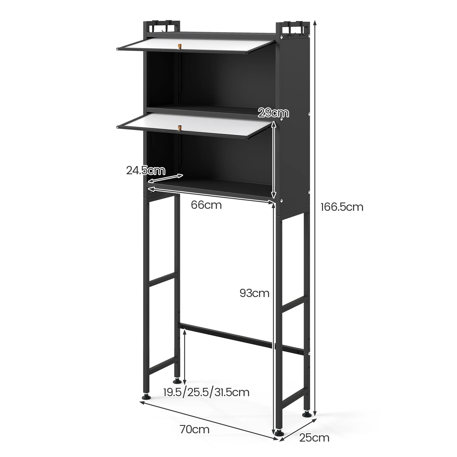 2 Costway Over Toilet Cabinet Flip-up Bathroom Storage Organizer Space-saving Laundry - Black, 2 of 5