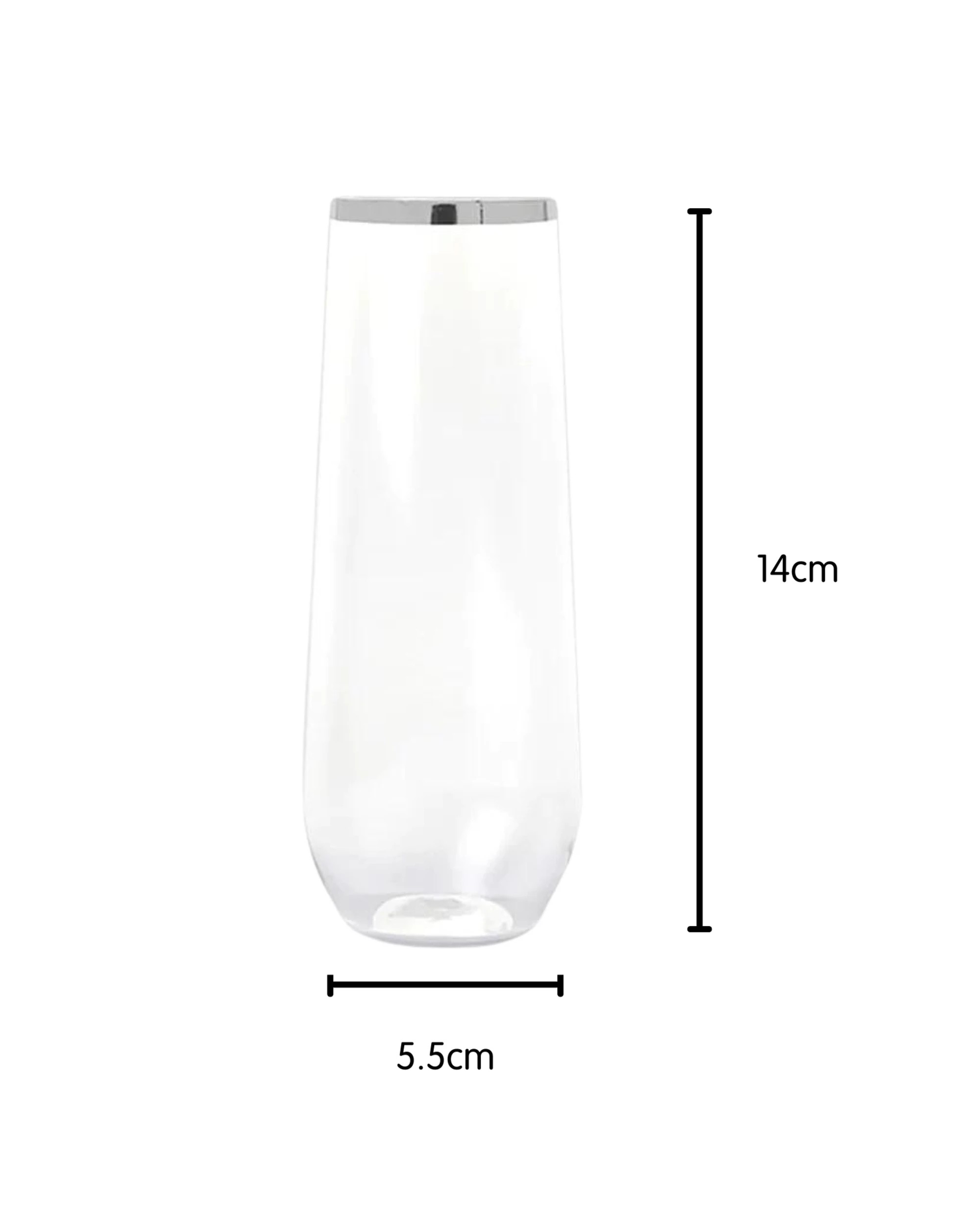 3 Partyware Silver Trim Plastic Stemless Champagne Glasses 250ml Pack of 4 - Silver, 3 of 3