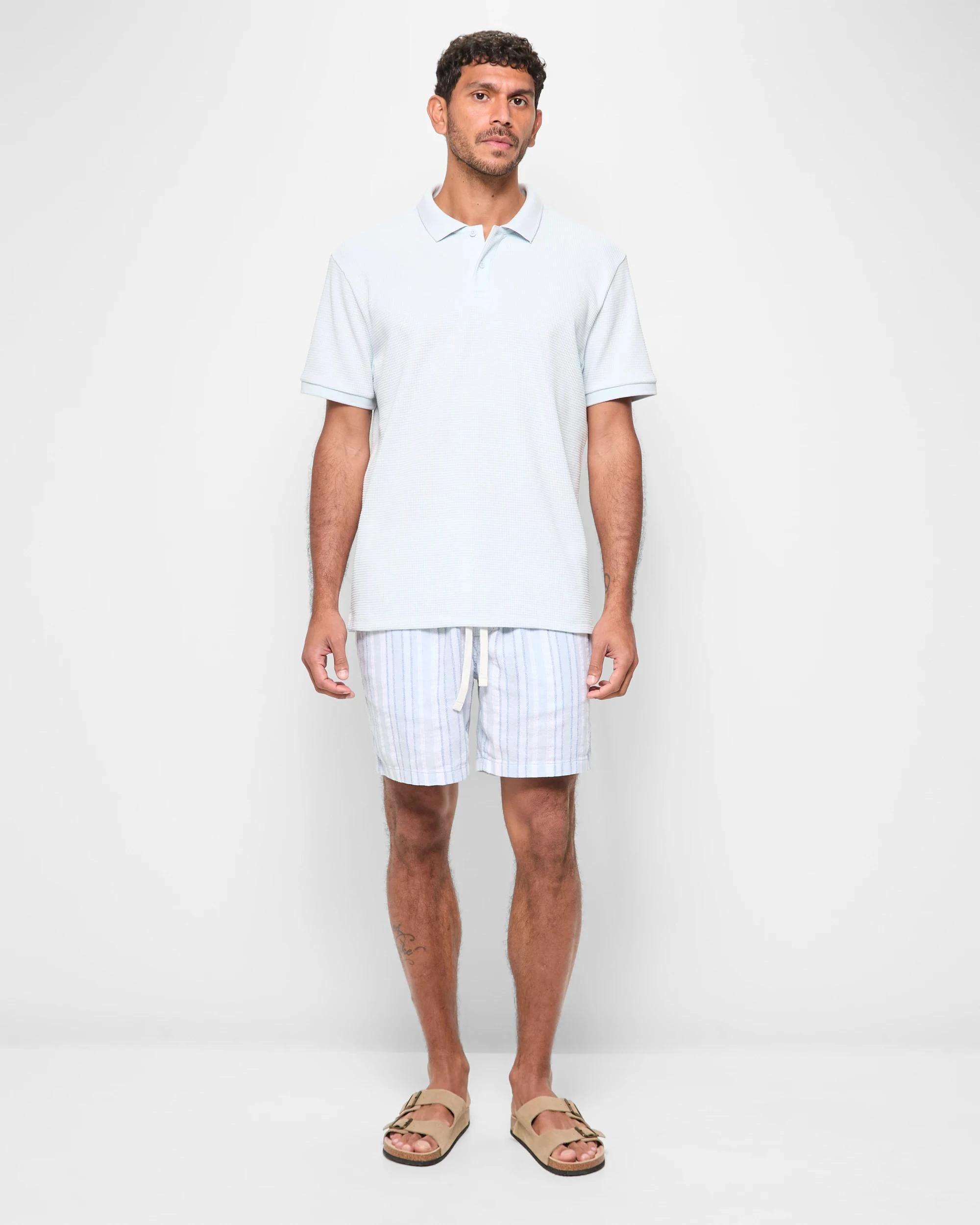 2 Target Australian Cotton Blend Waffle Polo T-Shirt LIGHT BLUE, 2 of 5