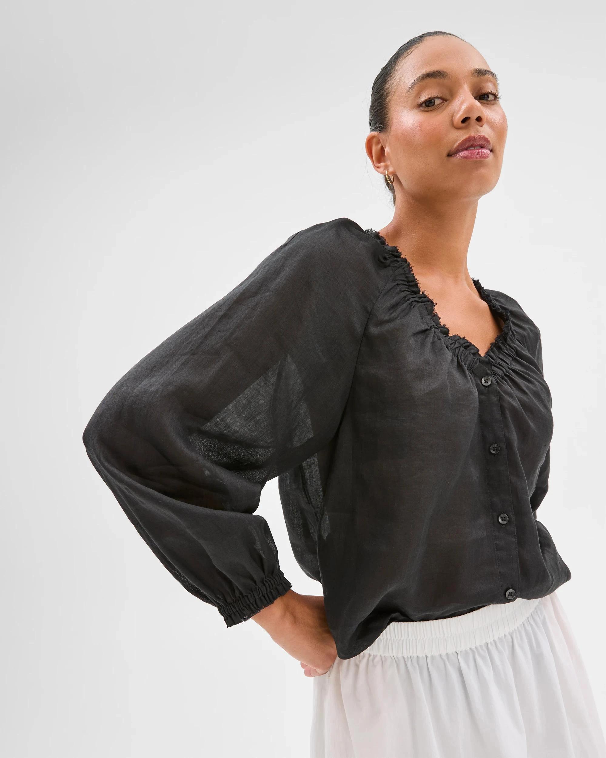 1 Target Peasant Blouse BLACK, 1 of 5