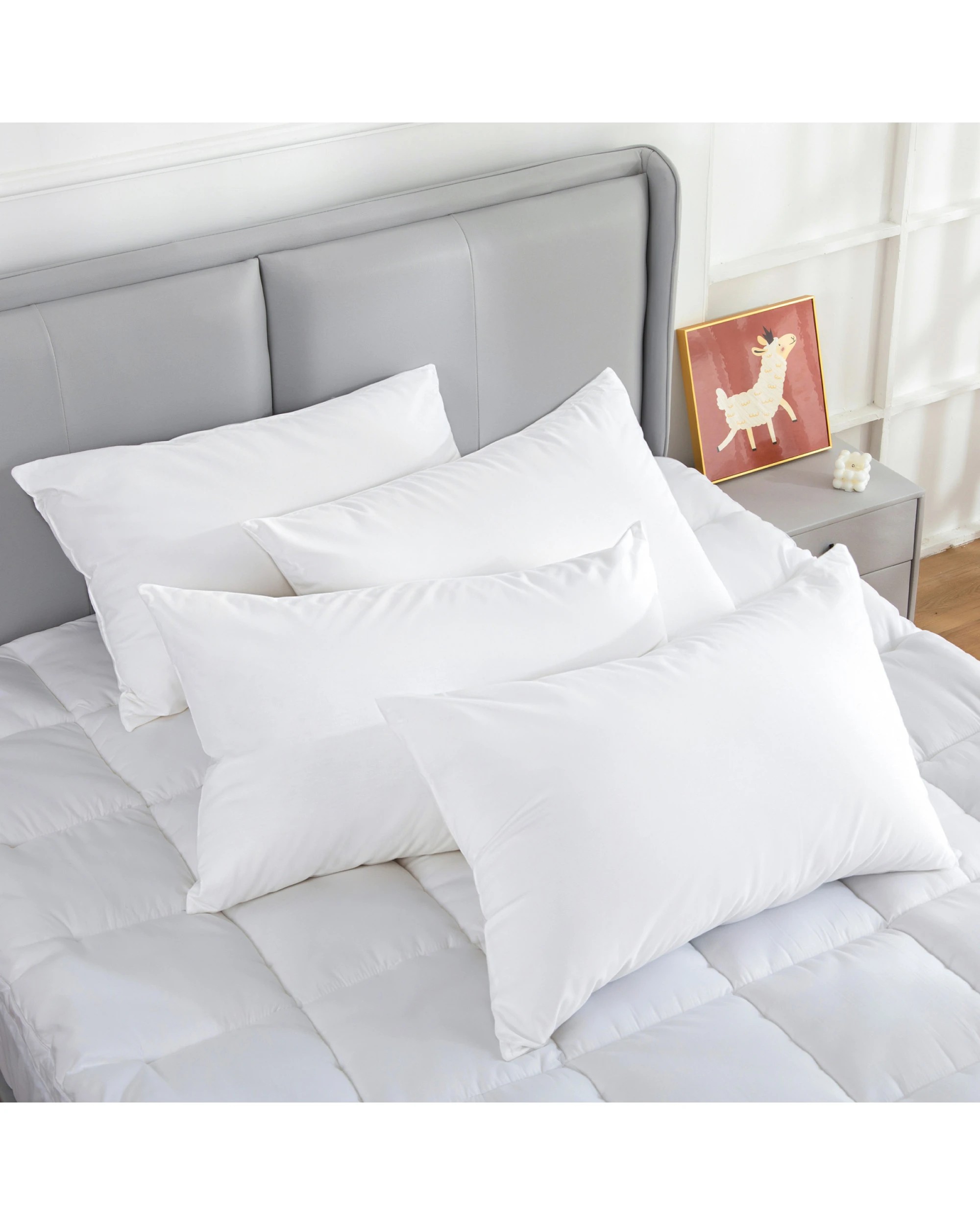 6 Hacienda 100 Percent Cotton Pillow Cover with 800g Poly Fill Hypoallergenic, Antibacterial, and Cooling Technology 4 PK, 6 of 7